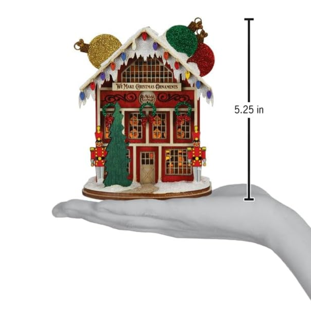 Old World Christmas Wooden Ginger Cottages Ornament, Ornament Maker's Shop