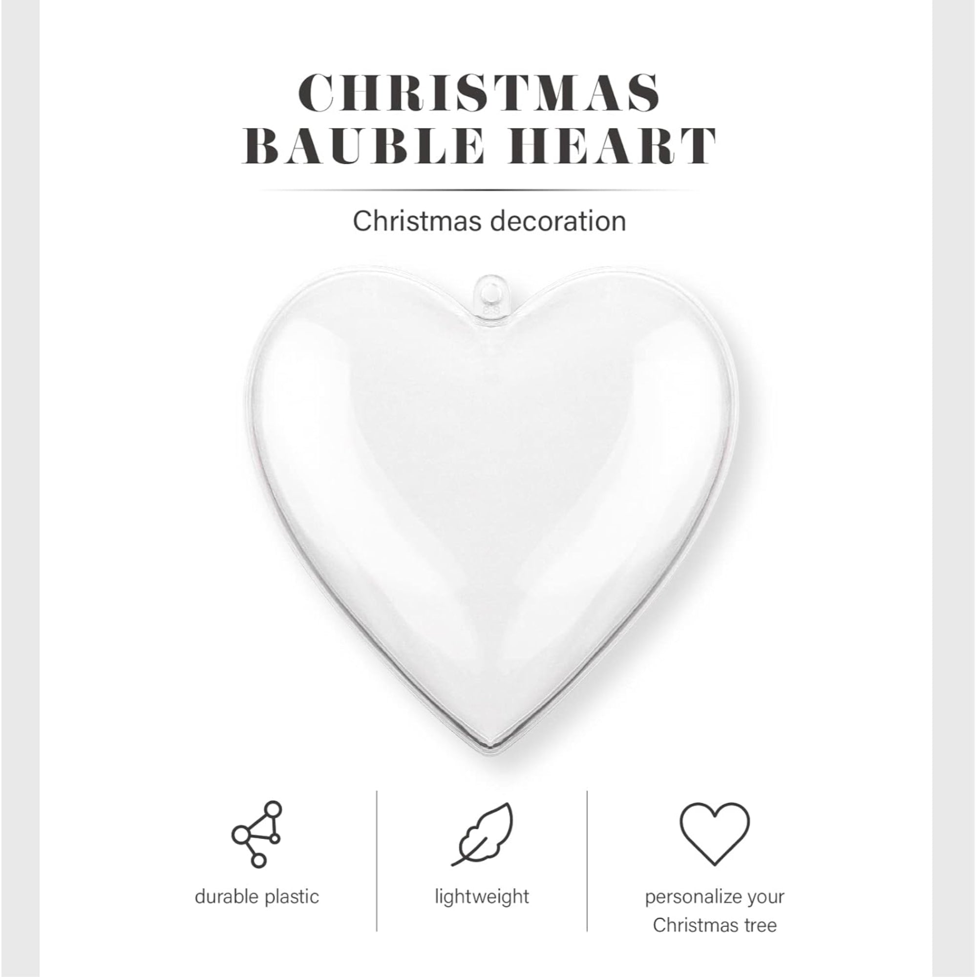 Tree Nest Bauble Plastic Heart Hanging Christmas Tree Ornament, Clear