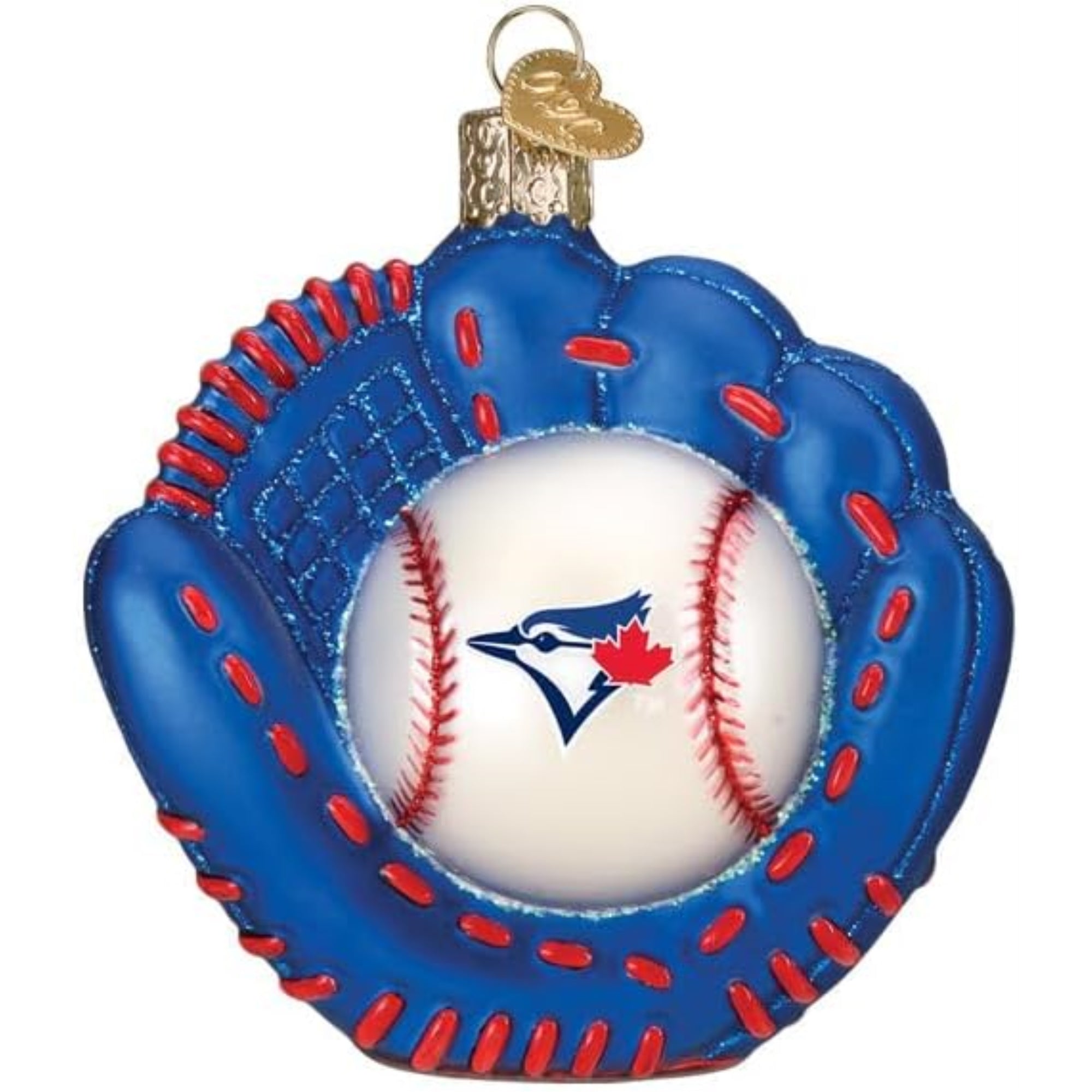 Old World Christmas Blown Glass Ornament for Christmas Tree, Toronto Blue Jays Baseball Mitt