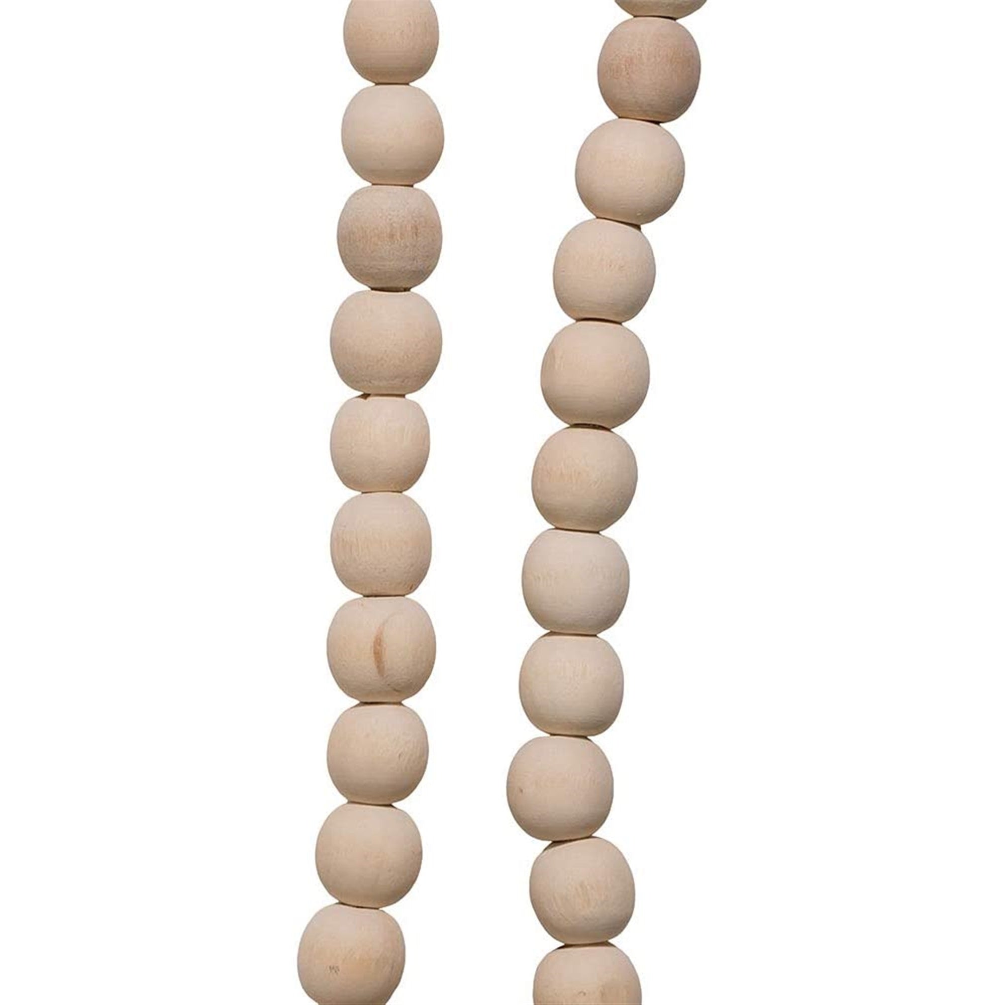 Kurt Adler Natural Unfinished Wooden Round Beaded Garland, 9ft