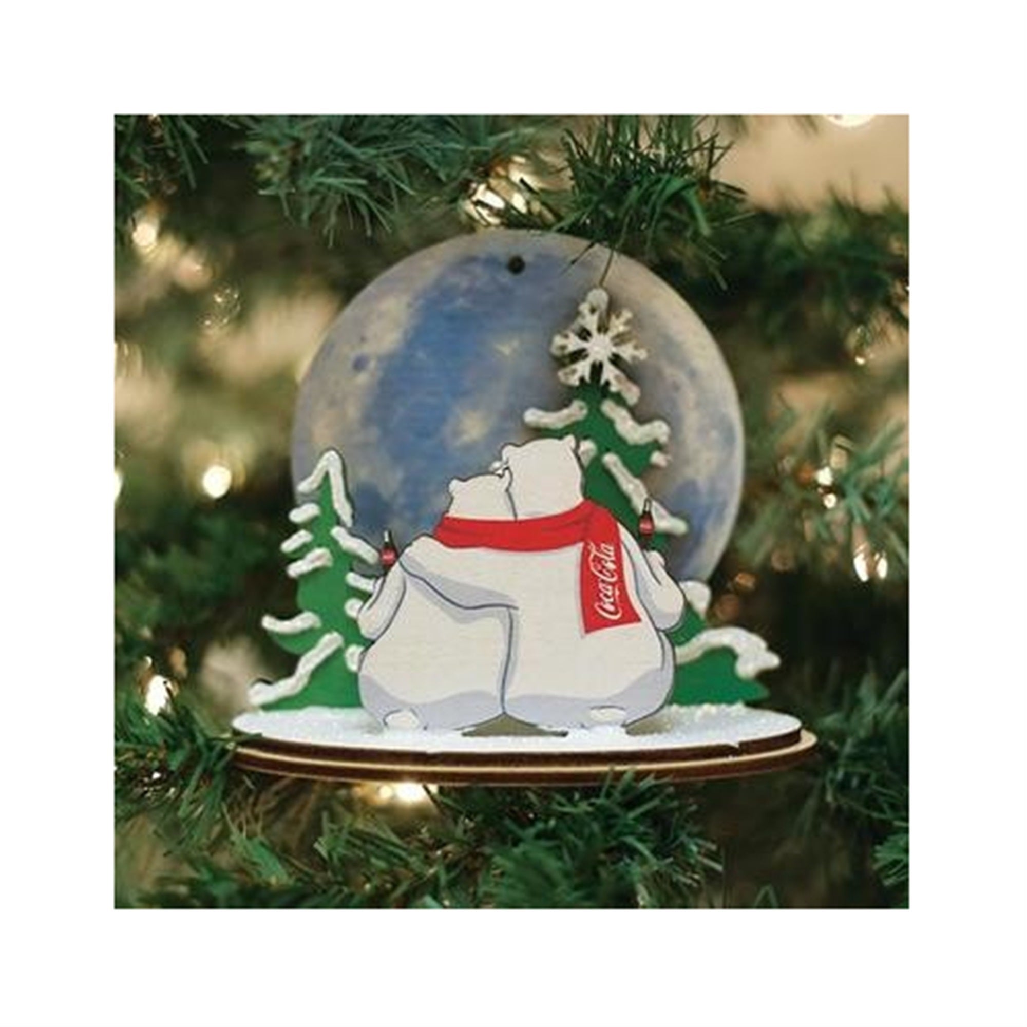 Old World Christmas Ginger Cottages Wooden Ornament for Christmas Tree, Polar Bear Moon Watch