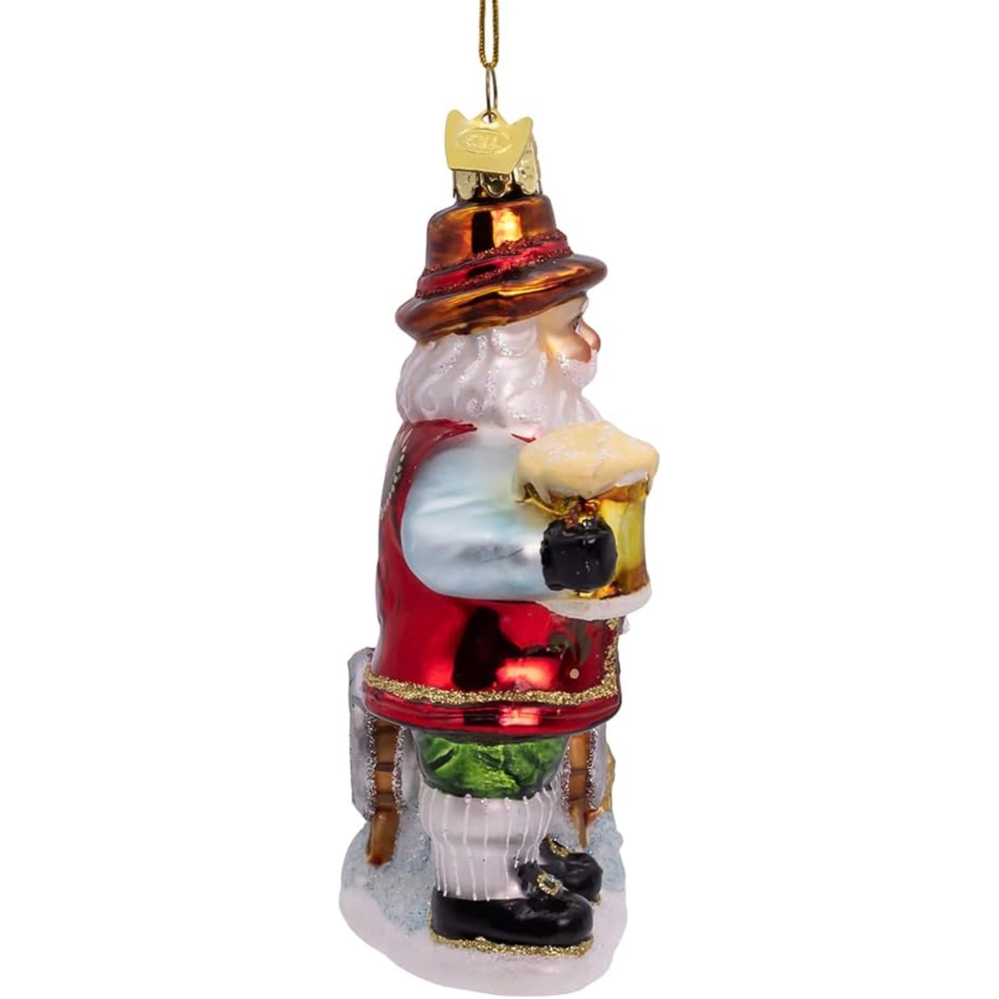 Kurt Adler Nobel Gems Collection Glass Christmas Ornament, German Beer Santa