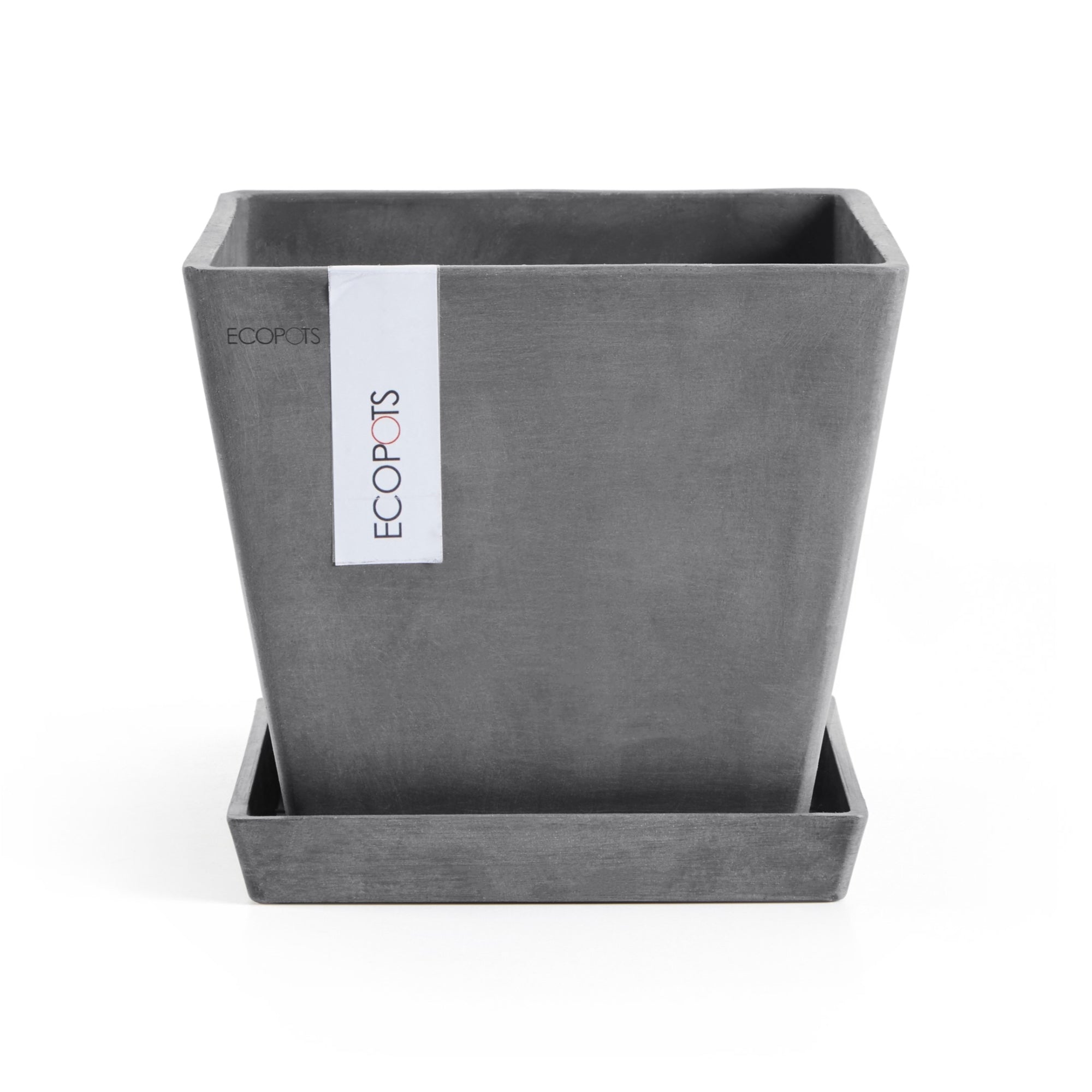 Ecopots Rotterdam Durable Modern Square Indoor/Outdoor Recycled-Based Composite Flower Planter