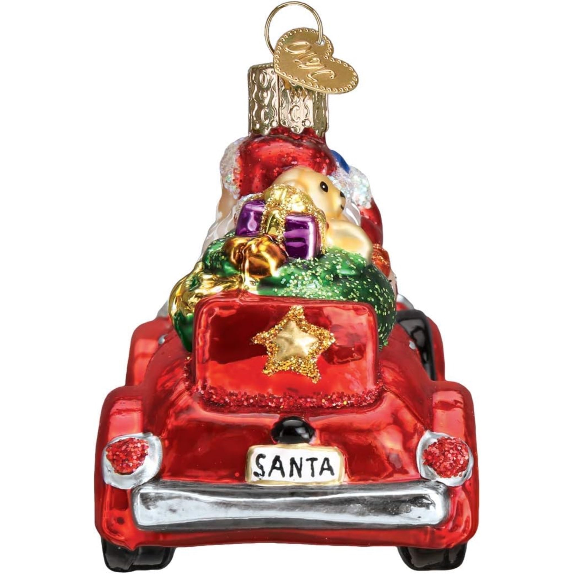Old World Christmas Blown Glass Ornament for Christmas Tree, Santa In Antique Car (with OWC Gift Box)