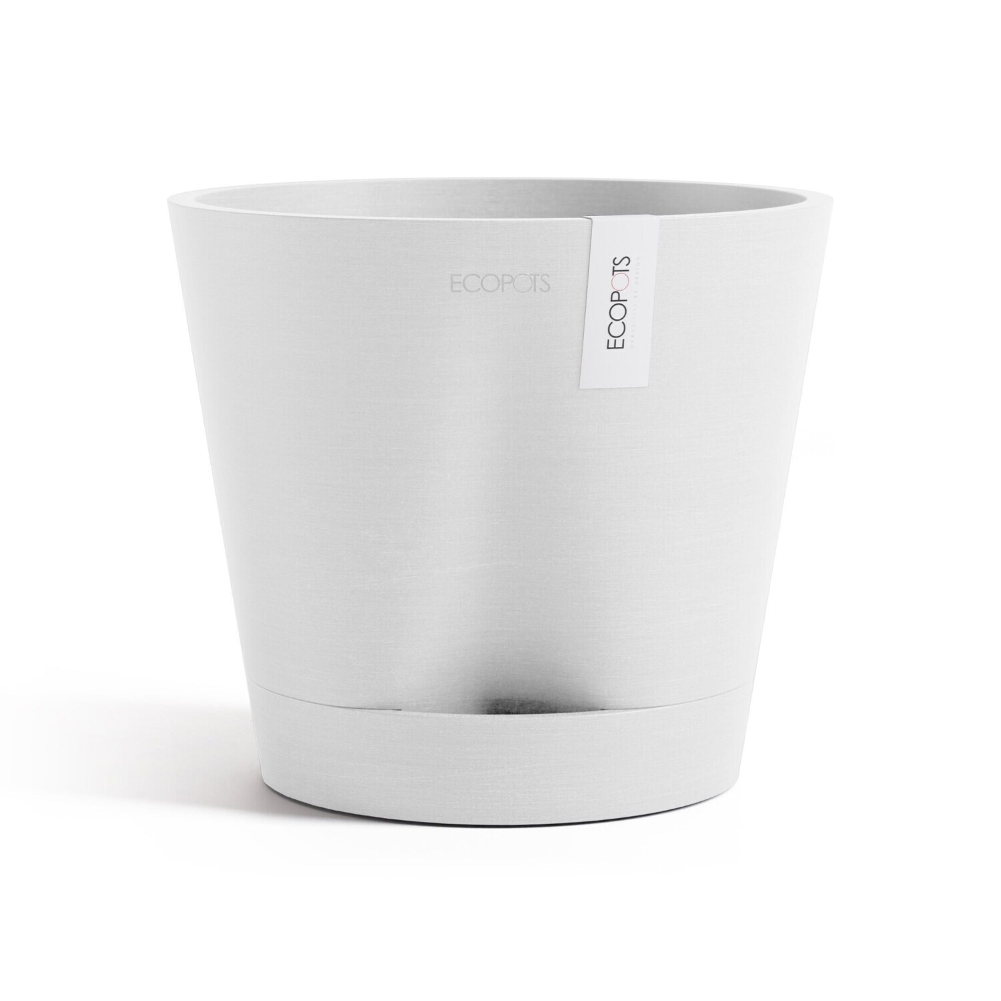 Ecopots Venice 2 Durable Modern Round Indoor/Outdoor Recycled-Based Composite Flower Pot Planter w/ Water Reservoir