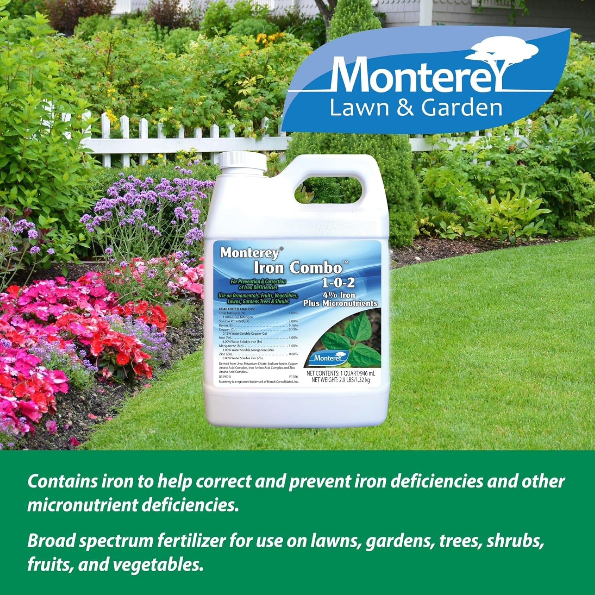 Monterey Iron Combo 1-0-2 Fertilizer Concentrate, 4% Iron Plus Micronutrients