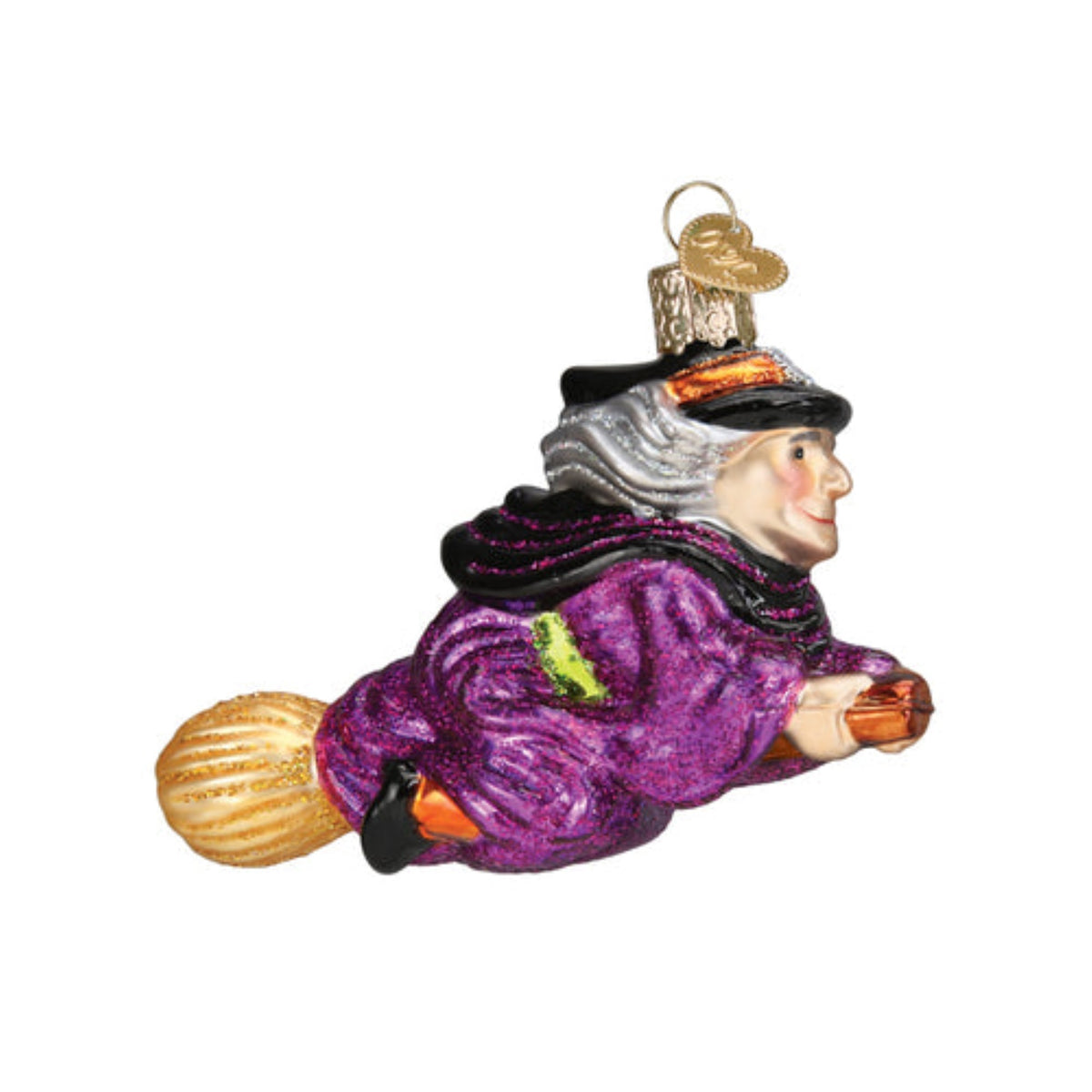 Old World Christmas Witch On Broomstick Blown Glass Holiday Ornament F