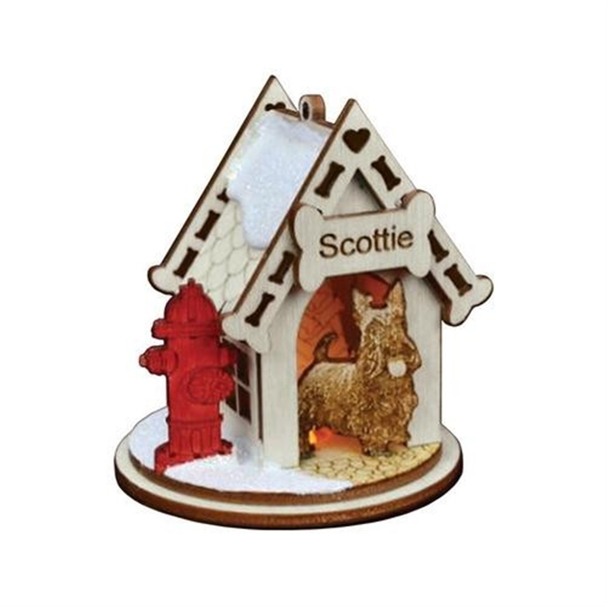 Old World Christmas Ginger Cottages Wooden Ornament for Christmas Tree, Scottish Terrier Doghouse