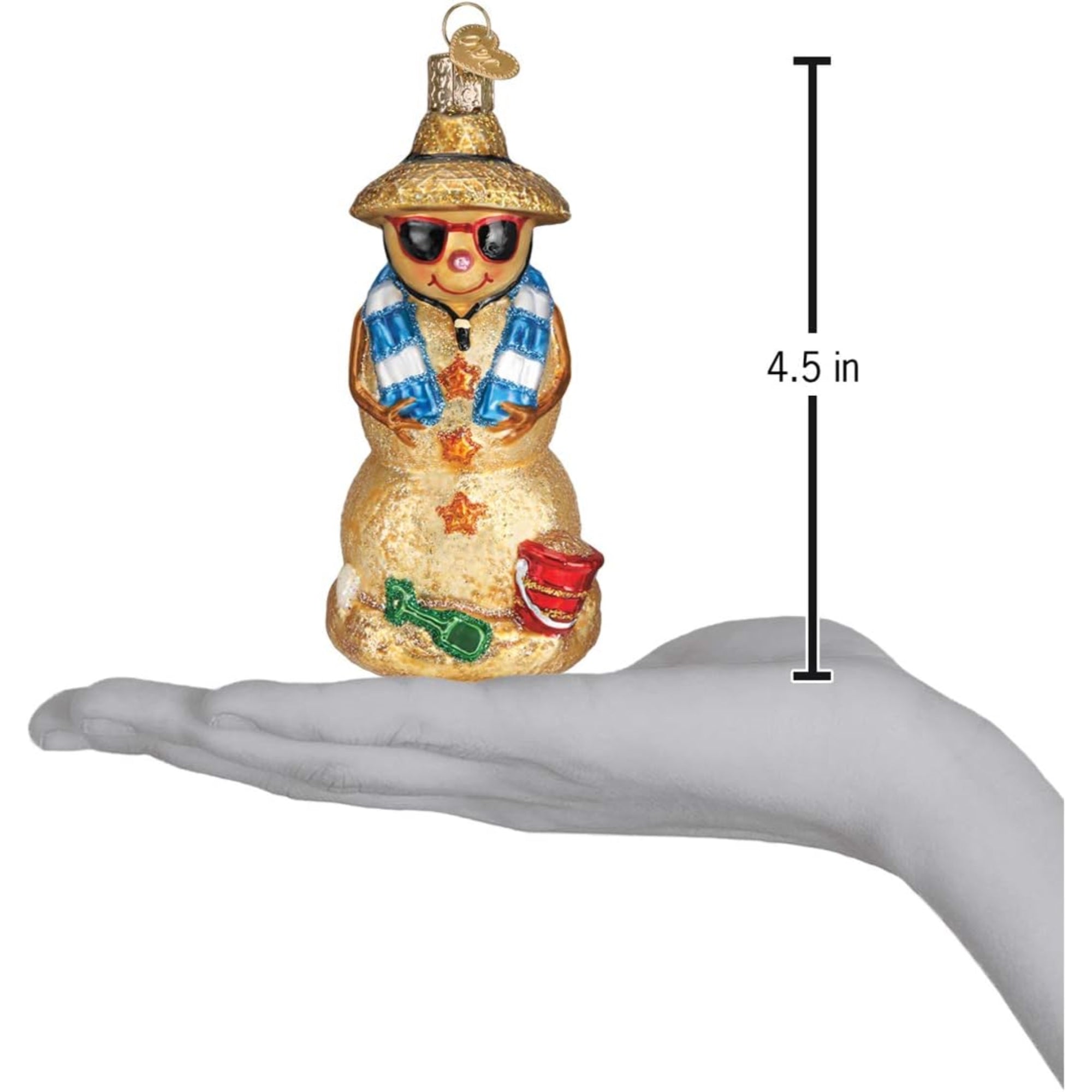 Old World Christmas Blown Glass Ornament for Christmas Tree, Sand Snowman (with OWC Gift Box)