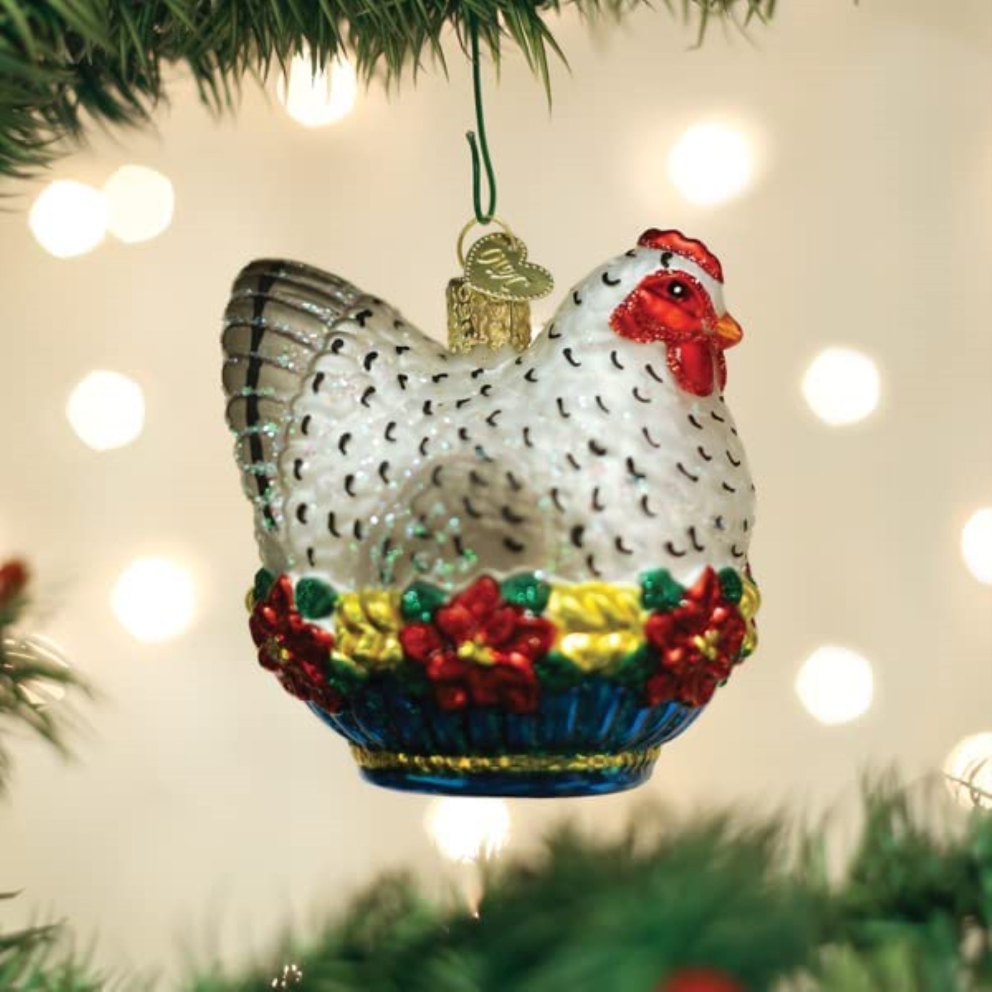 Old World Christmas Blown Glass Ornament for Christmas Tree, French Hen