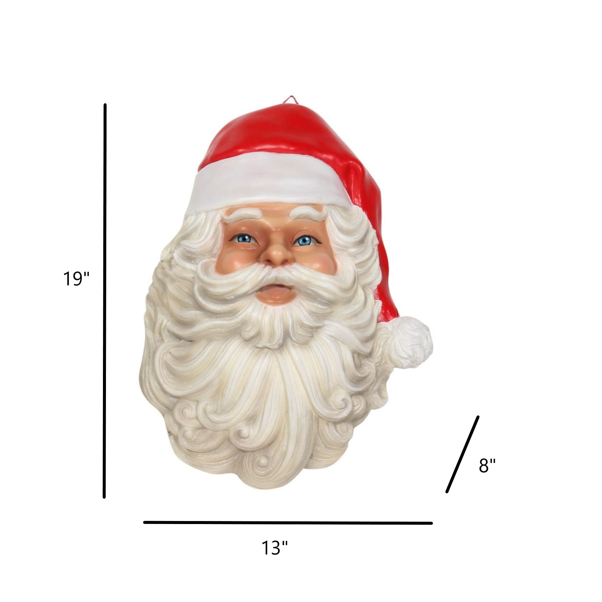 Garden Elements Fiberglass Indoor Christmas Wall Decor, Santa Claus Face, 19"