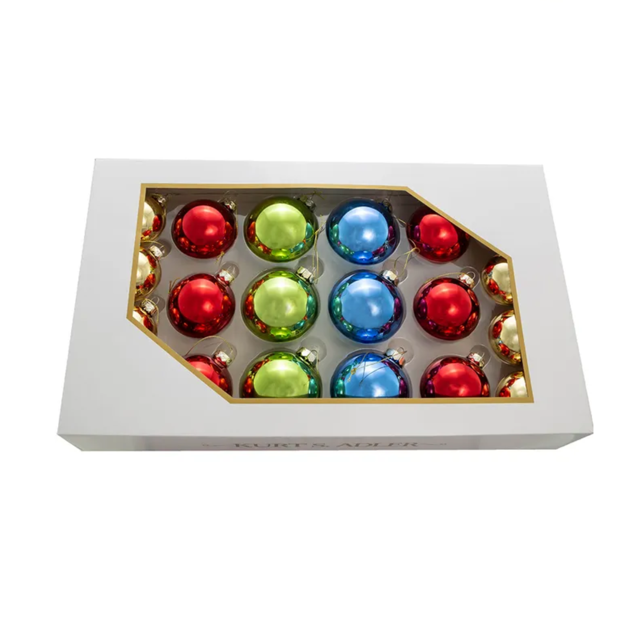 Kurt Adler Multicolor Shiny Glass and Aluminum Ornaments, 20-Piece Set