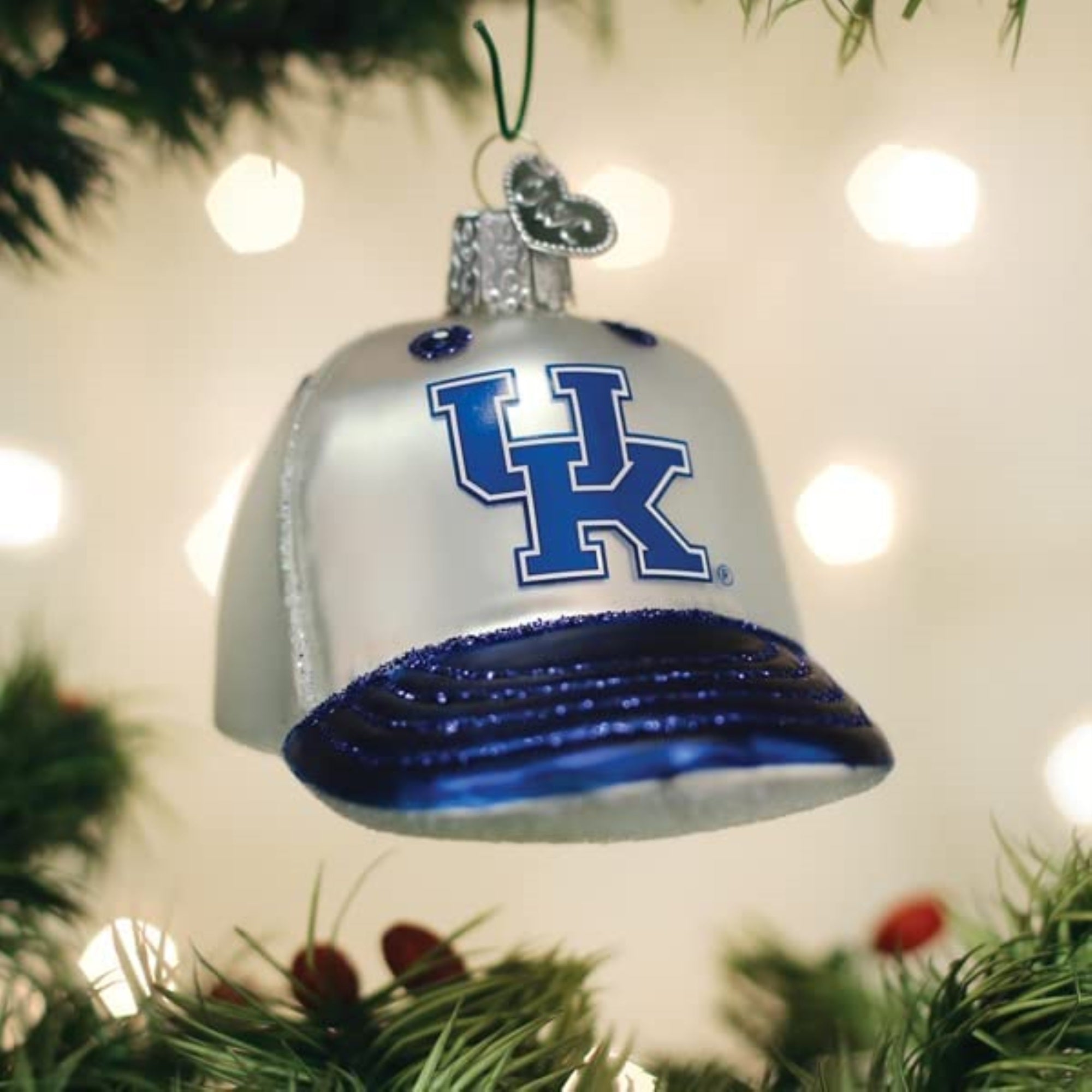 Old World Christmas Blown Glass Ornament for Christmas Tree, Kentucky Baseball Cap
