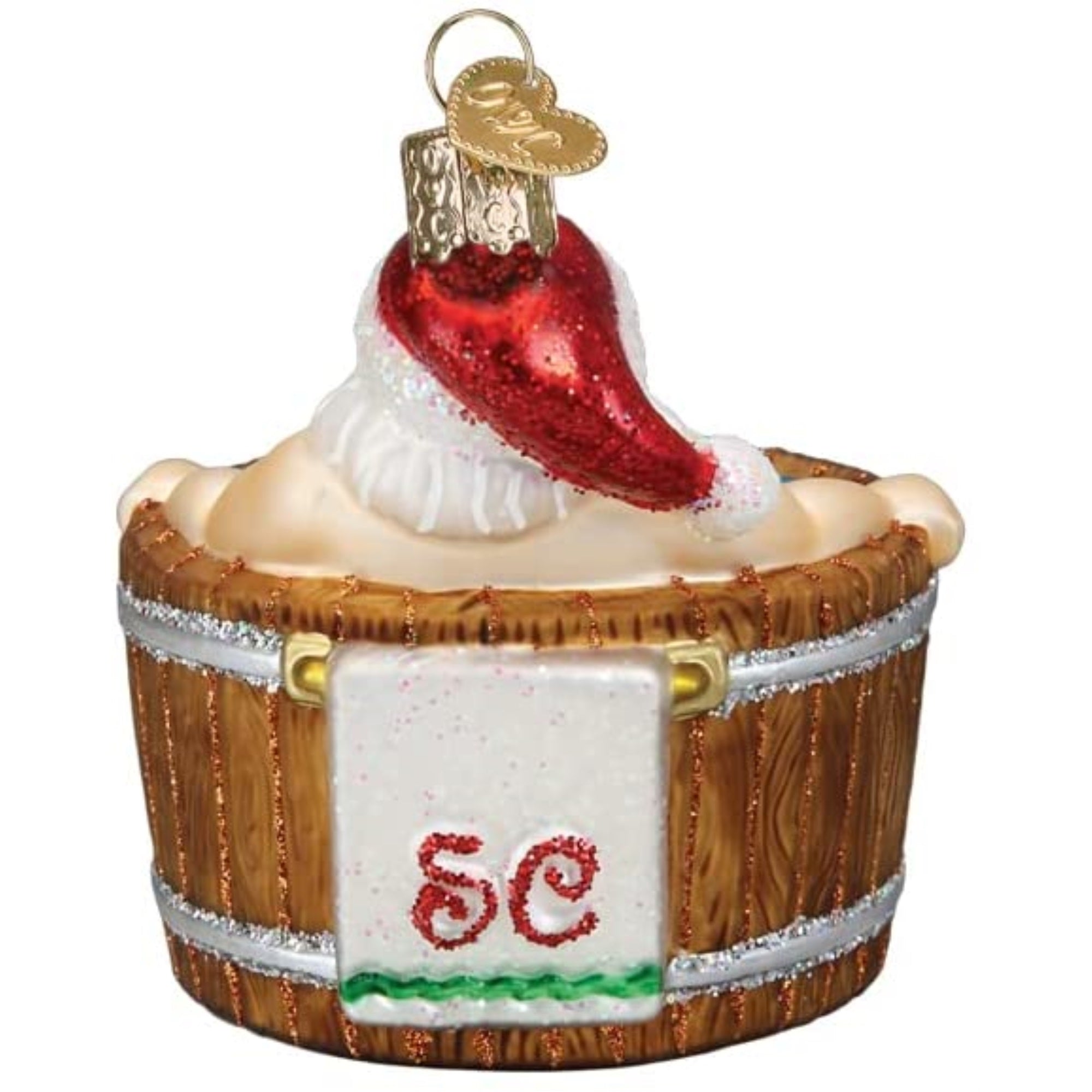 Old World Christmas Blown Glass Ornament for Christmas Tree, Santa's Hot Tub