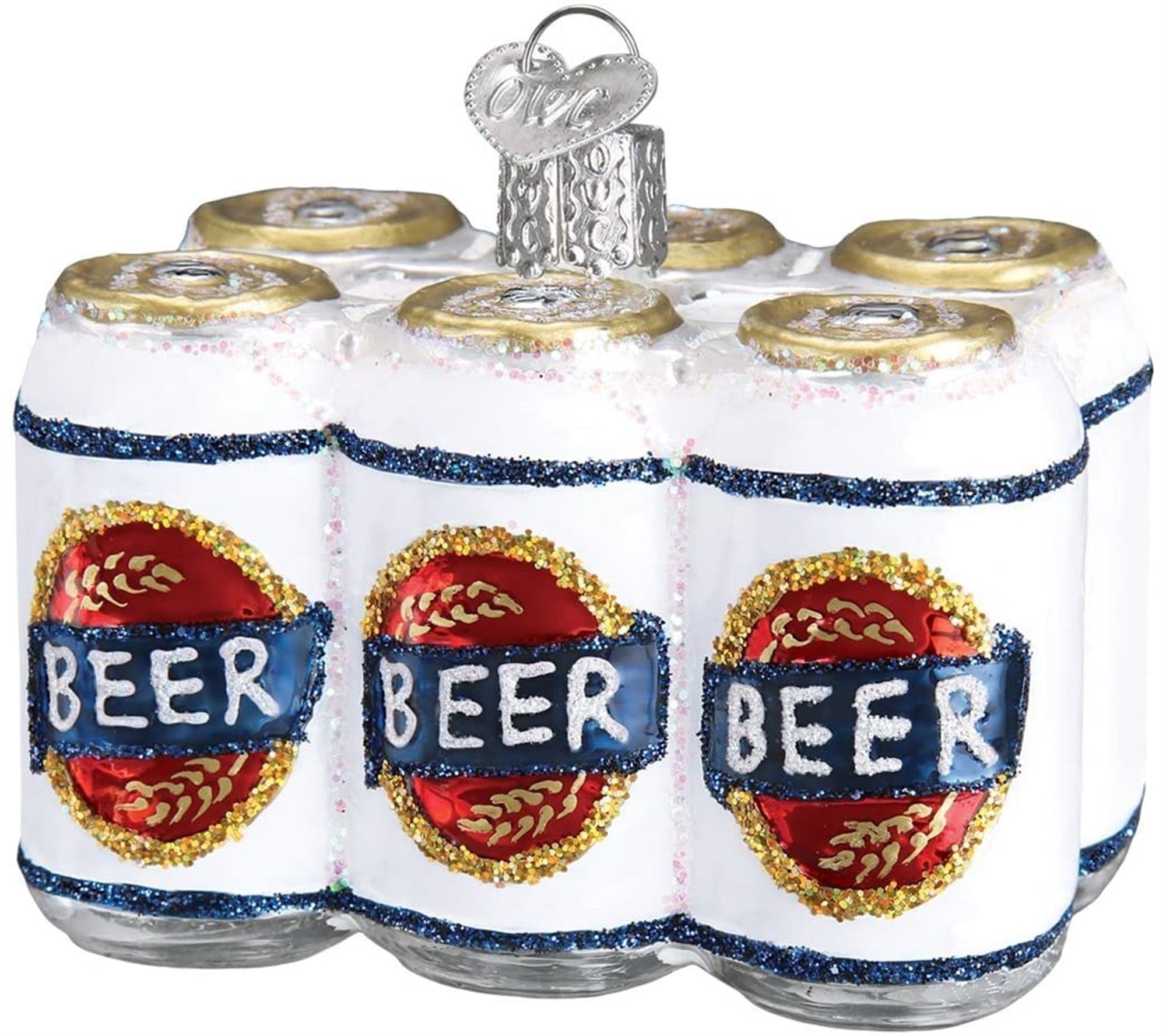 Old World Christmas Blown Glass Ornament for Christmas Tree, Six Pack of Beer