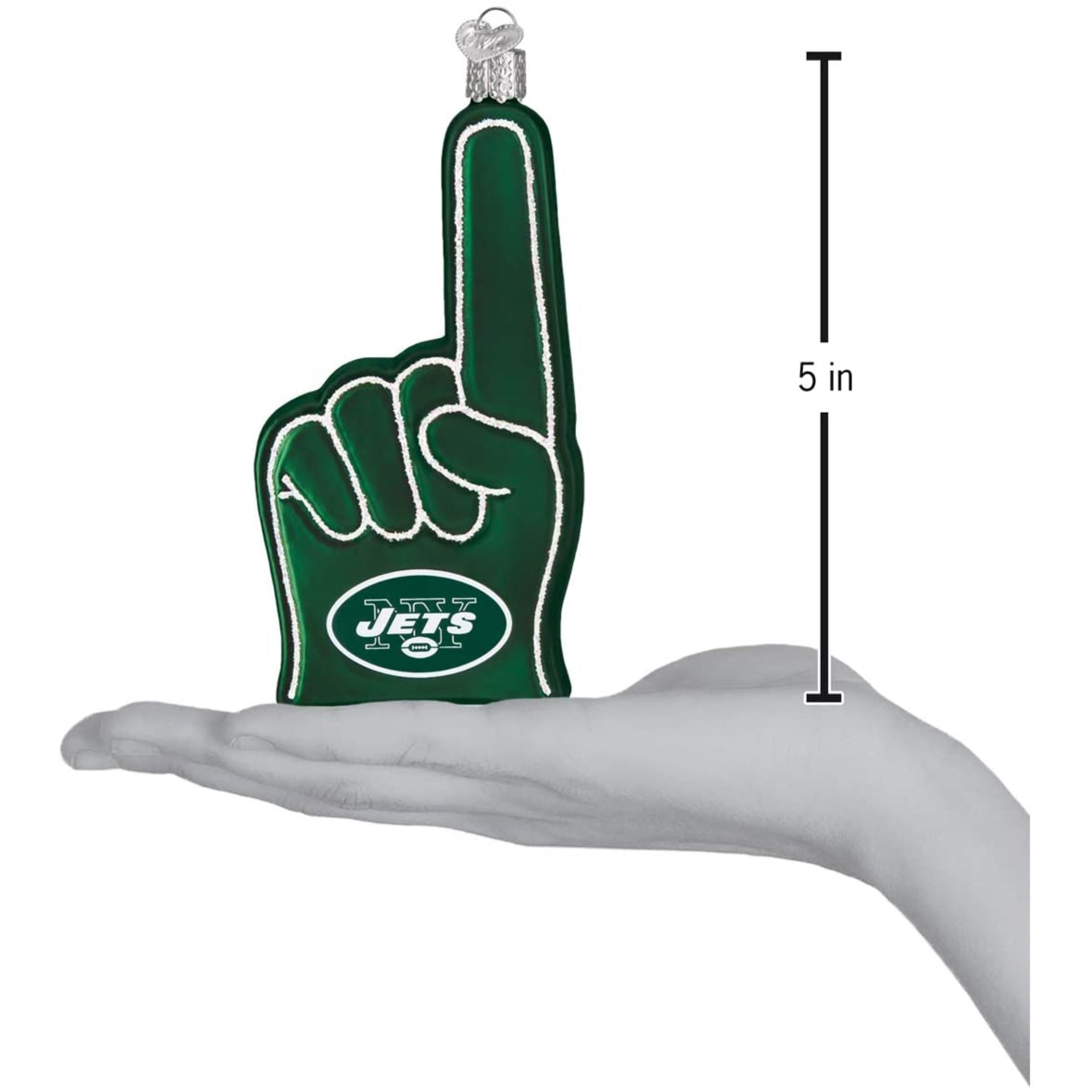 Old World Christmas Blown Glass Ornament for Christmas Tree, New York Jets Foam Finger