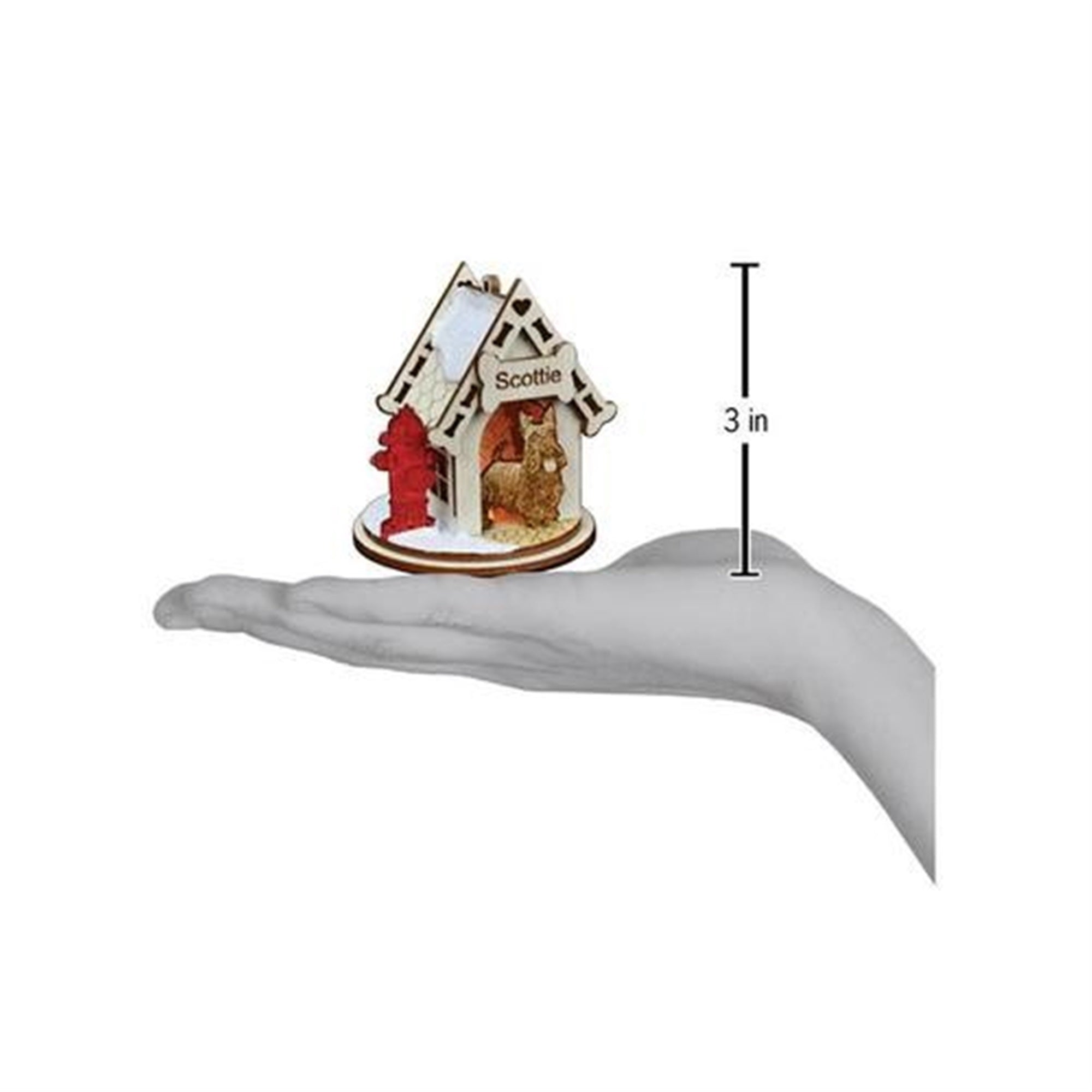 Old World Christmas Ginger Cottages Wooden Ornament for Christmas Tree, Scottish Terrier Doghouse