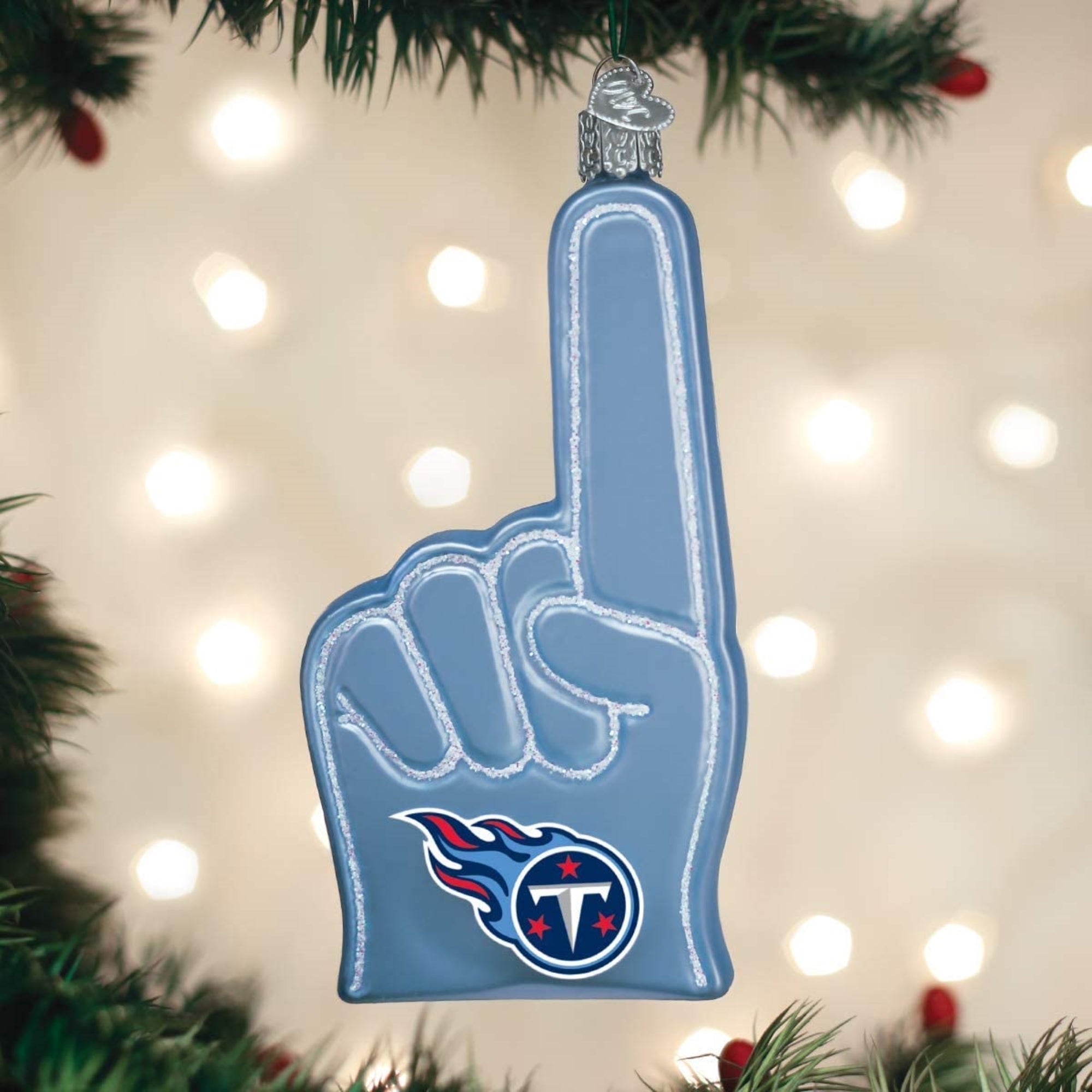 Old World Christmas Tennessee Titans Foam Finger Ornament For Christmas Tree