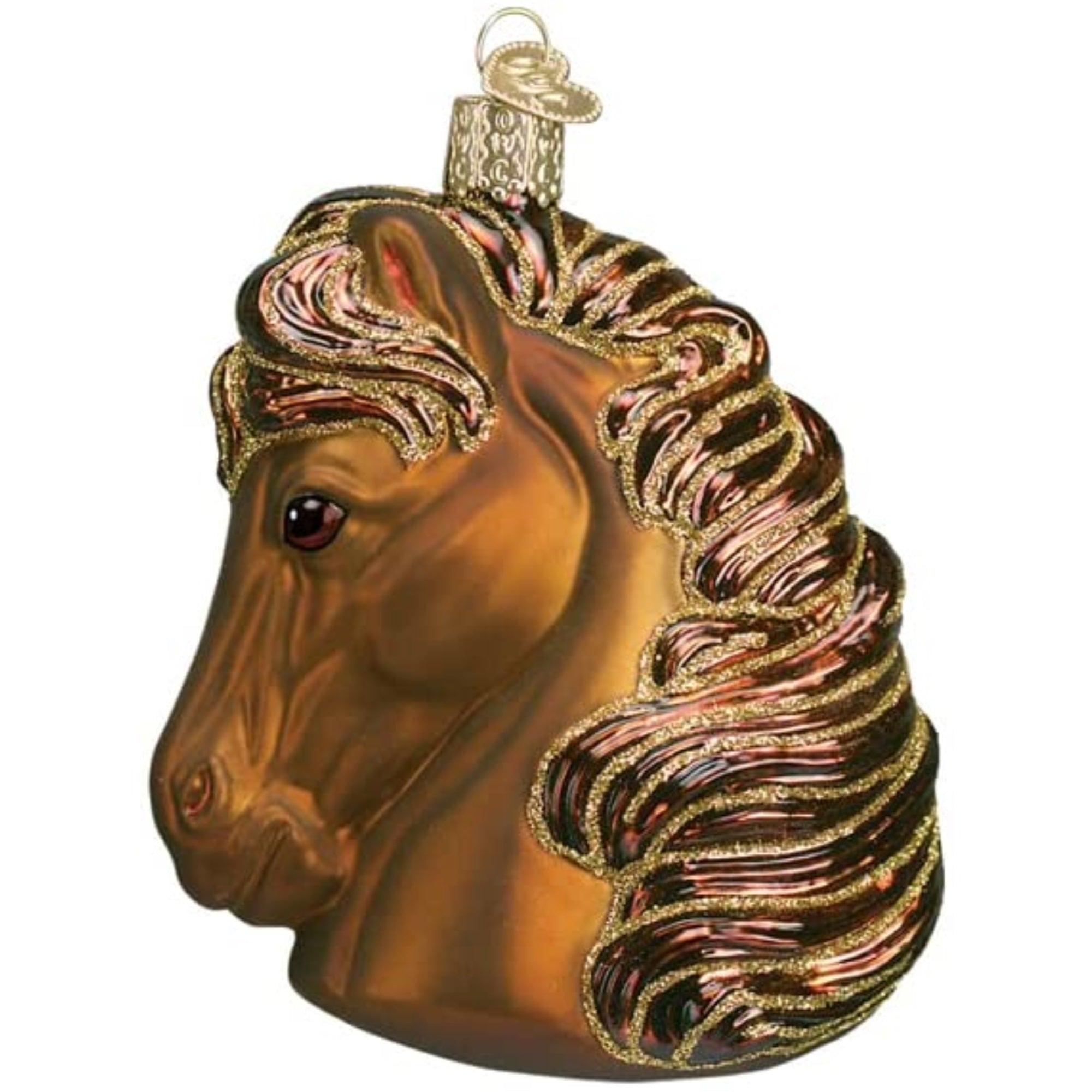 Old World Christmas Blown Glass Ornament for Christmas Tree, Brown Horse Head