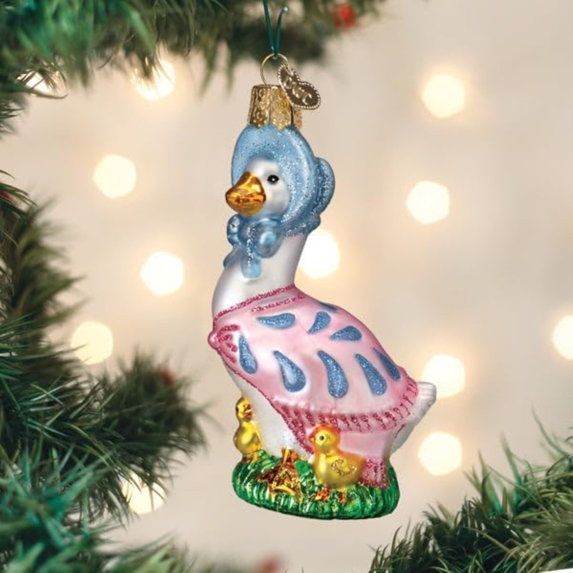 Old World Christmas Blown Glass Ornament for Christmas Tree, Jemima Puddle-Duck (with OWC Gift Box)