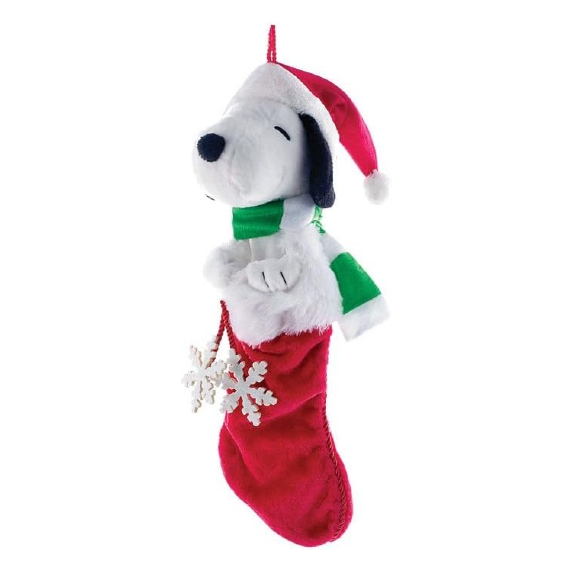 Kurt Adler Peanuts Plush Stocking, Snoopy with Santa Hat, 21"