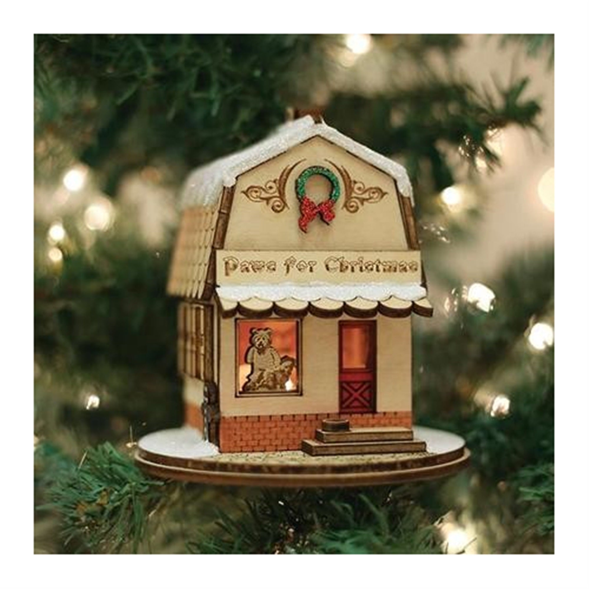 Old World Christmas Ginger Cottage Wooden Ornament for Christmas Tree, Paws for Christmas Pet Shop