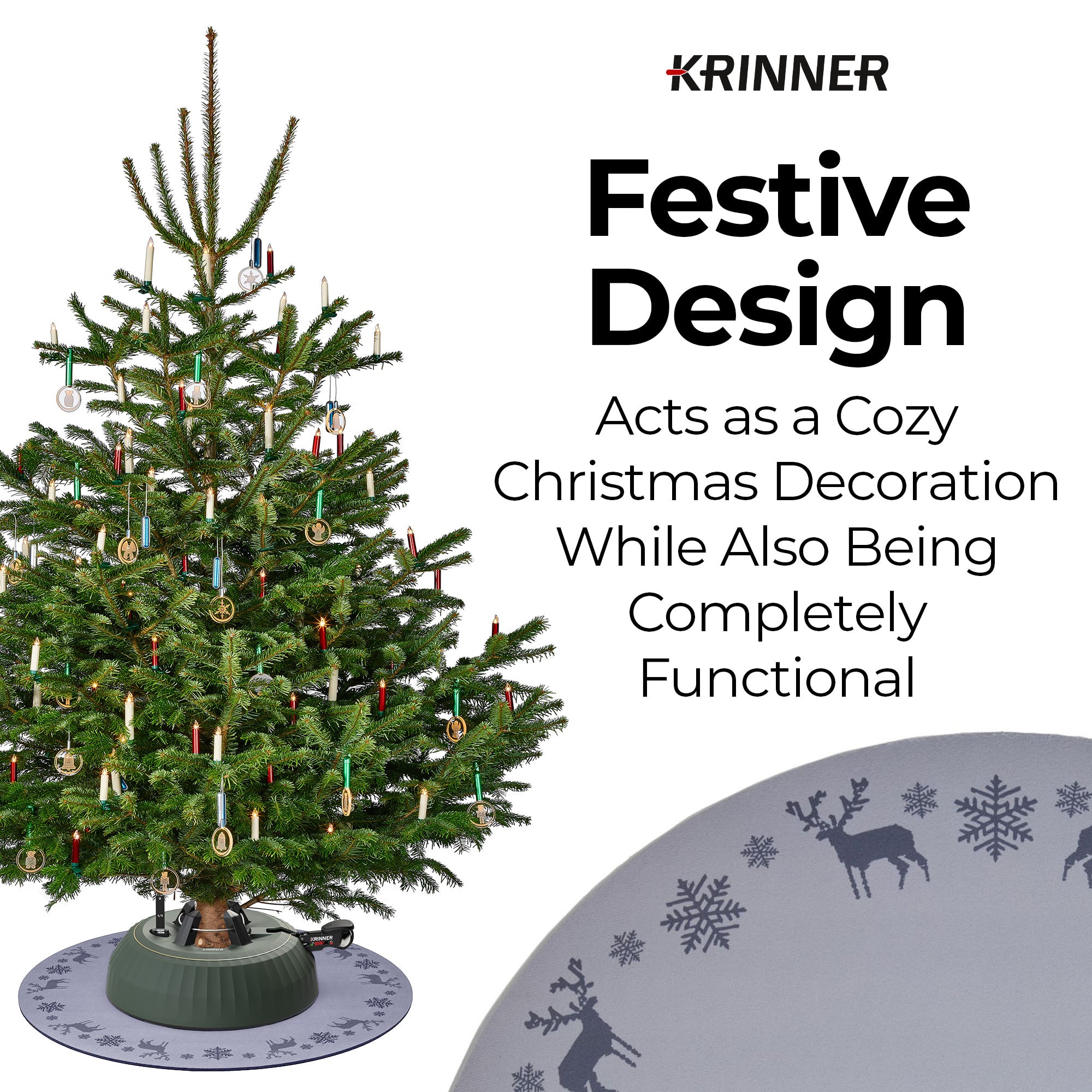 KRINNER 24" Christmas Tree Mat - Waterproof, Absorbent Floor Protection Pad for Tree Stands