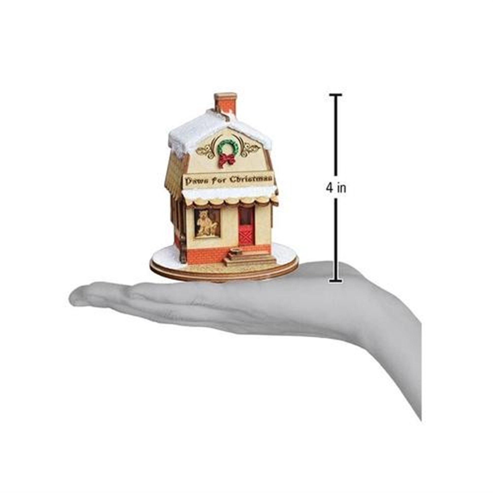 Old World Christmas Ginger Cottage Wooden Ornament for Christmas Tree, Paws for Christmas Pet Shop
