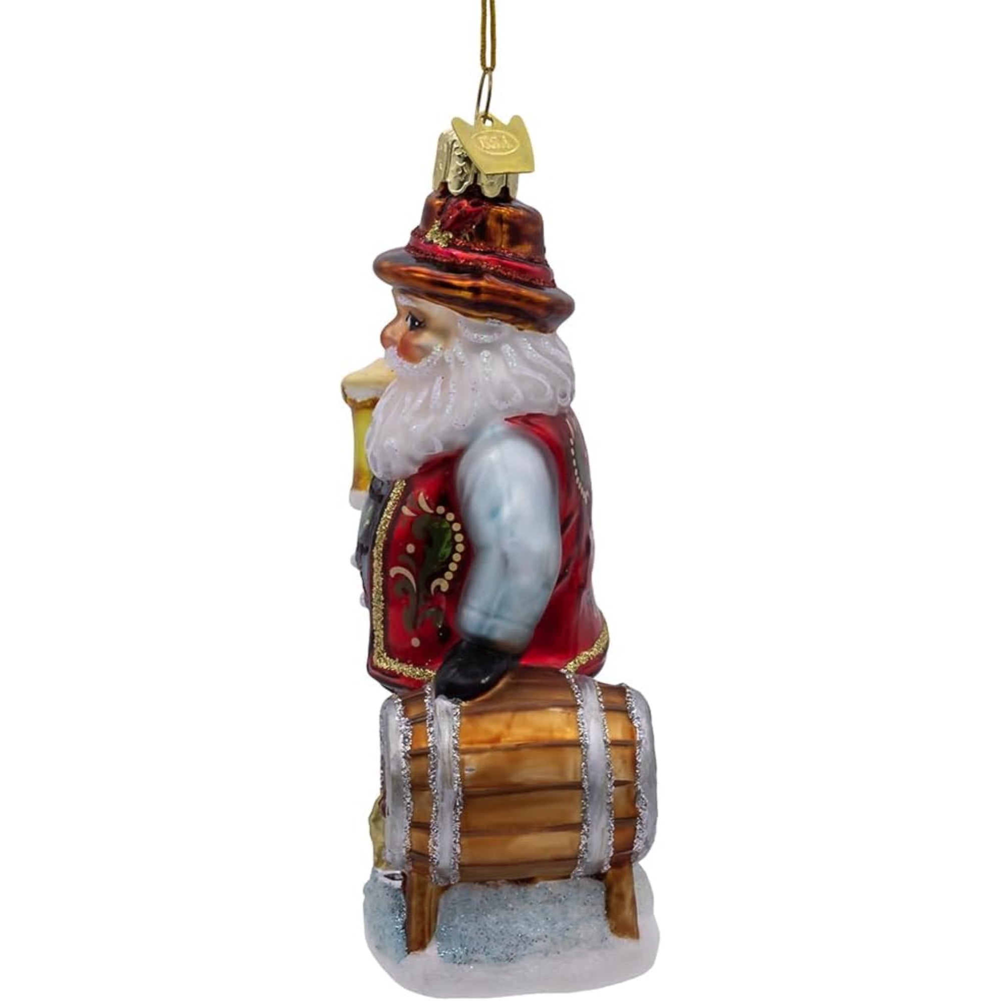 Kurt Adler Nobel Gems Collection Glass Christmas Ornament, German Beer Santa