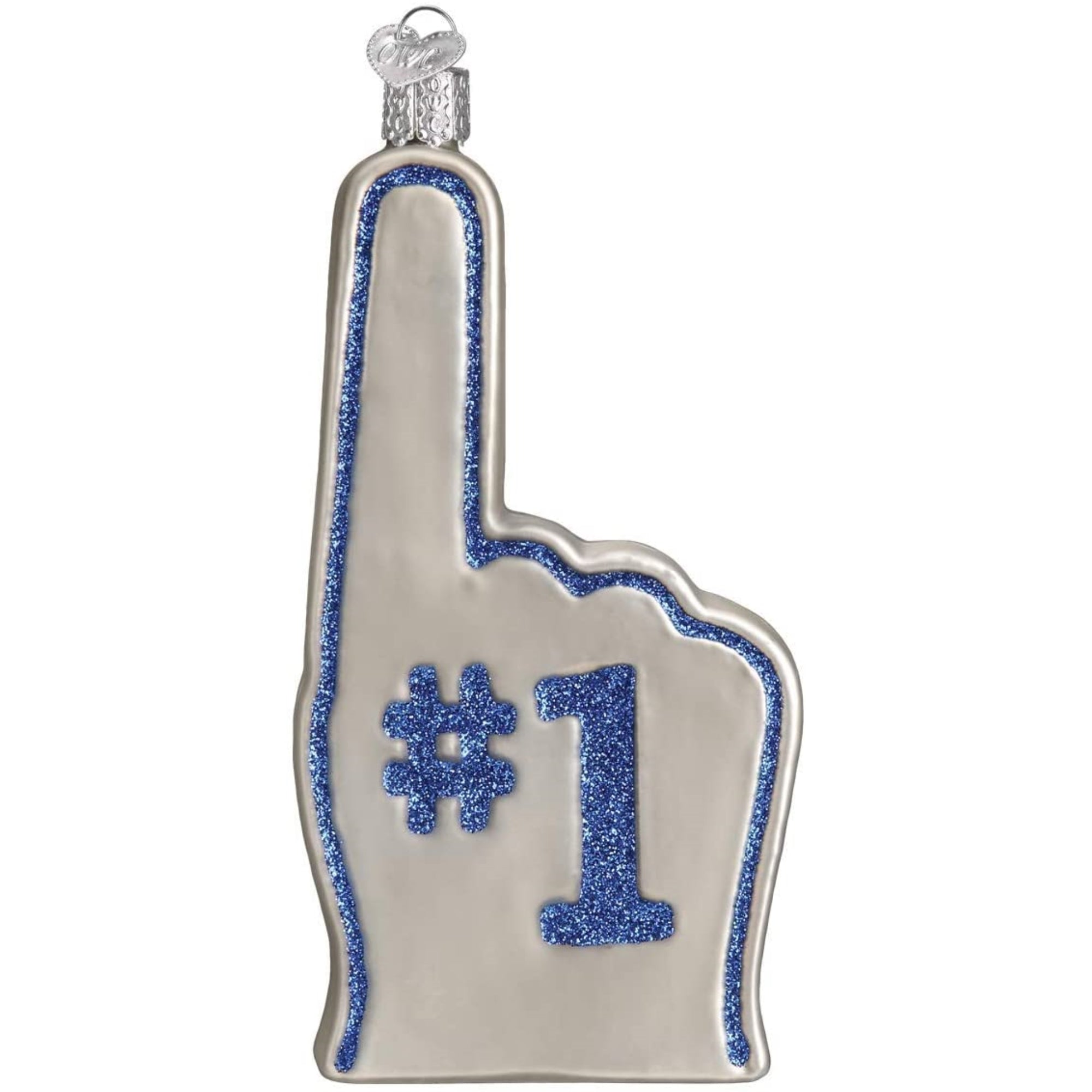 Old World Christmas Blown Glass Ornament for Christmas Tree, Detroit Lions Foam Finger
