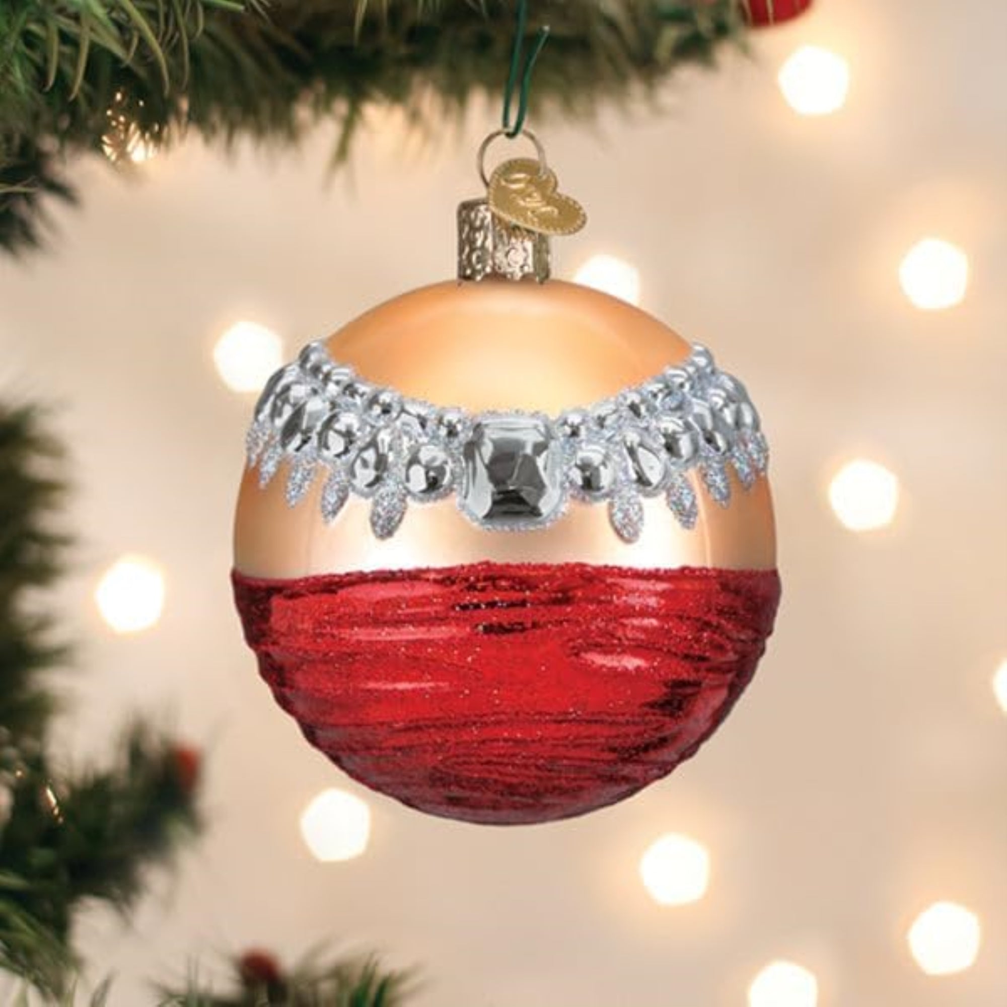 Old World Christmas Blown Glass Ornament for Christmas Tree, Girl'S Best Friend Round (with OWC Gift Box)