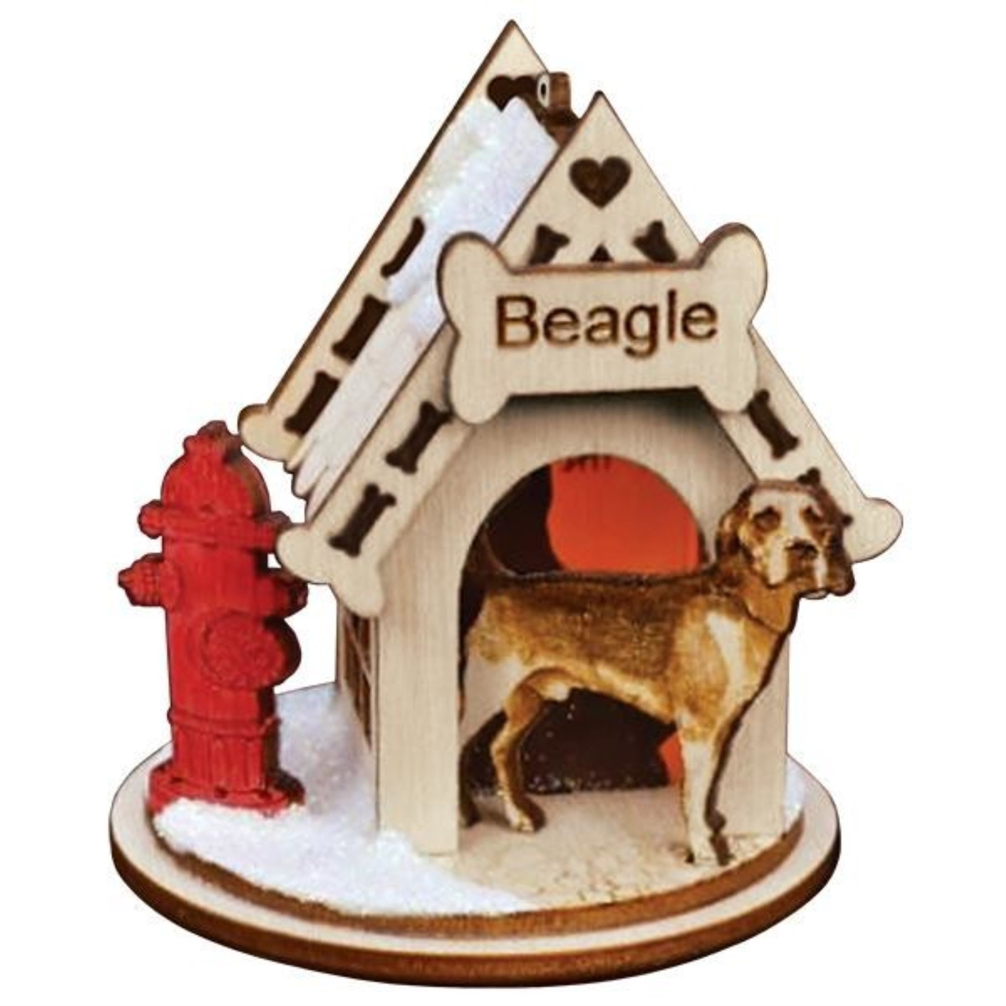 Old World Christmas K-9 Cottage Wooden Doghouse Ornament for Christmas Tree, Beagle