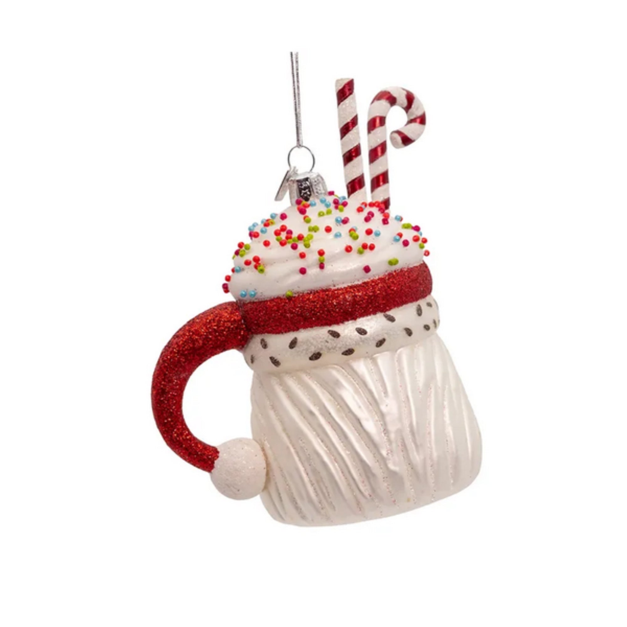 Kurt Adler Nobel Gems Collection Glass Christmas Ornament, Santa Cocoa Mug