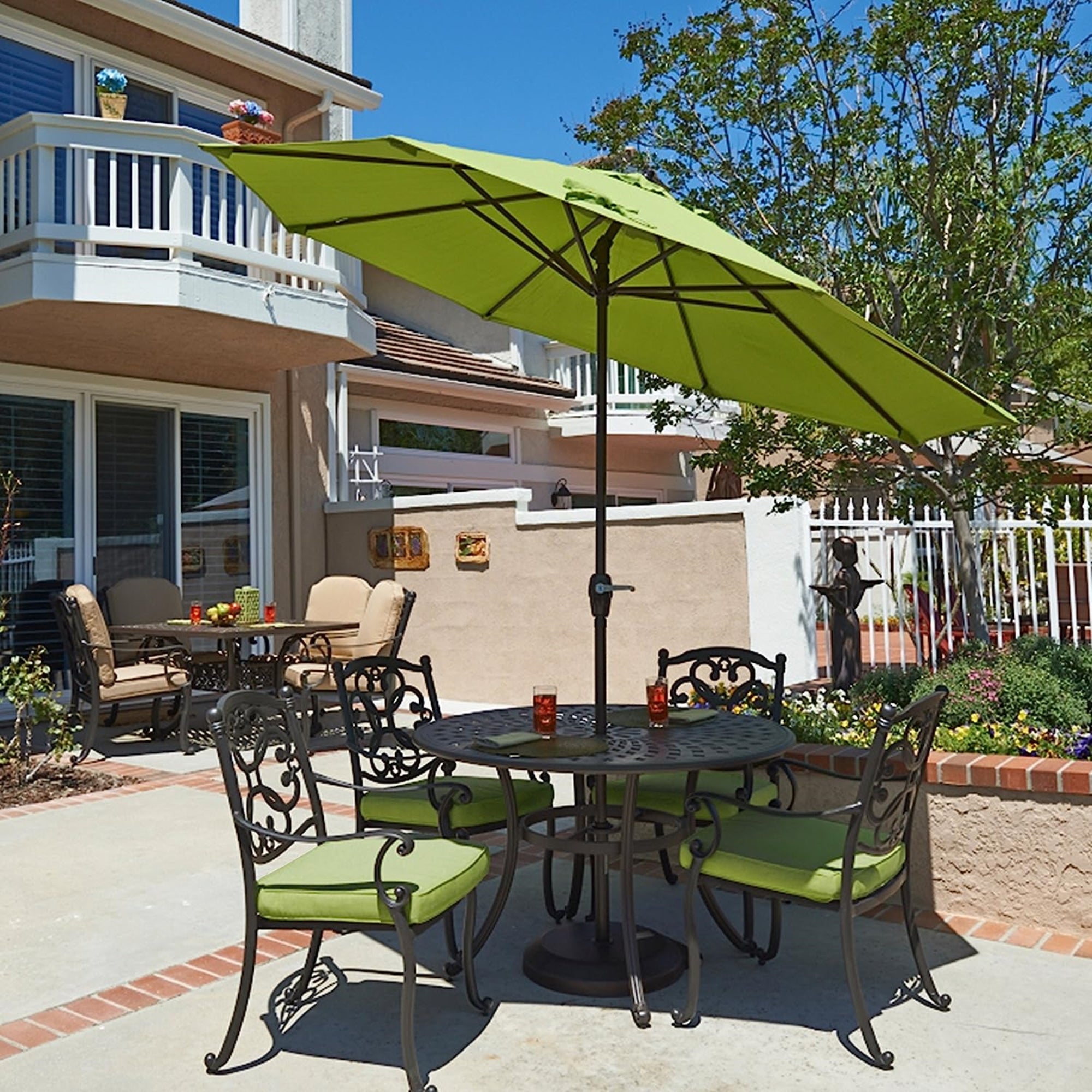 California Umbrella Aluminum Olefin Crank Open, Tilt Patio Umbrella