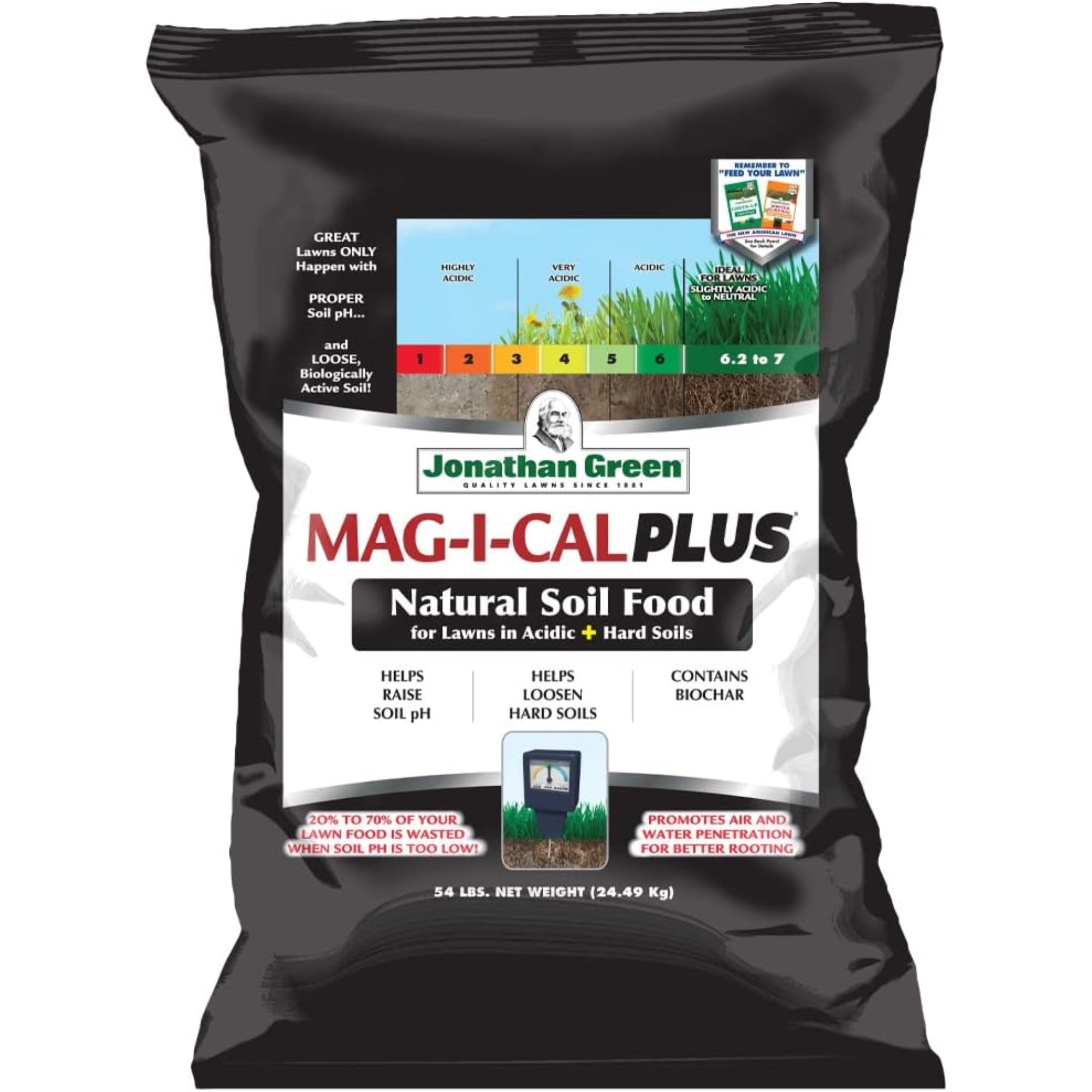 Jonathan Green MAG-I-CAL PLUS Soil Food for Lawns in Acidic + Hard Soils, 15M (15,000 sq ft Coverage) 54lb