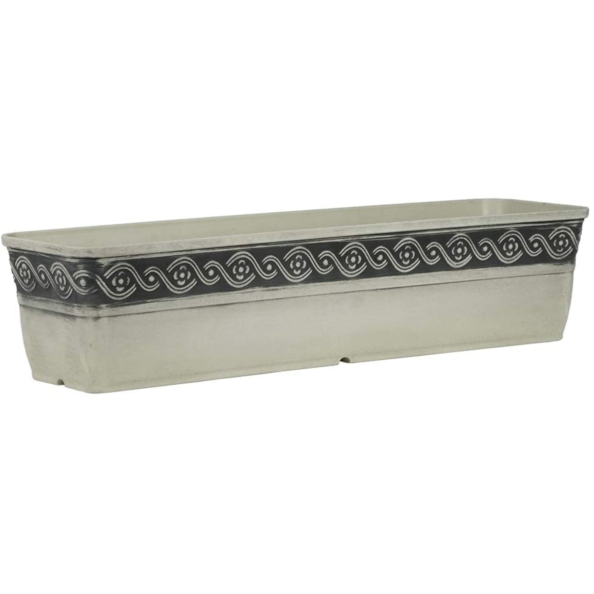 Classic Home and Garden Corinthian Resin Flower Pot Rectangle Planter, 18"