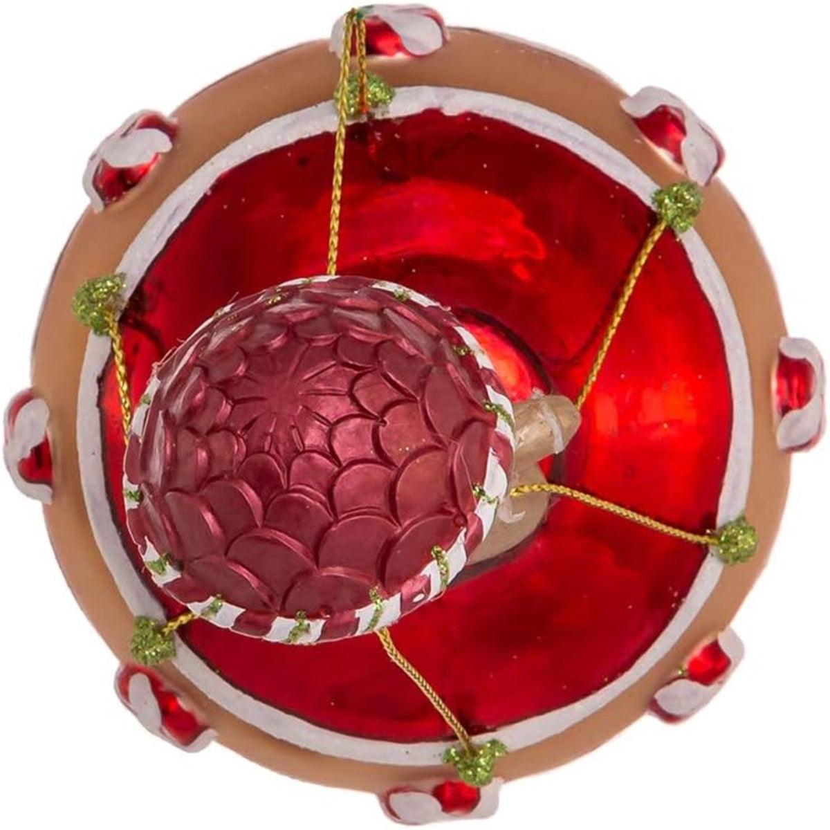 Kurt Adler Nobel Gems Glass Christmas Ornament, Gingerbread Hot Air Balloon