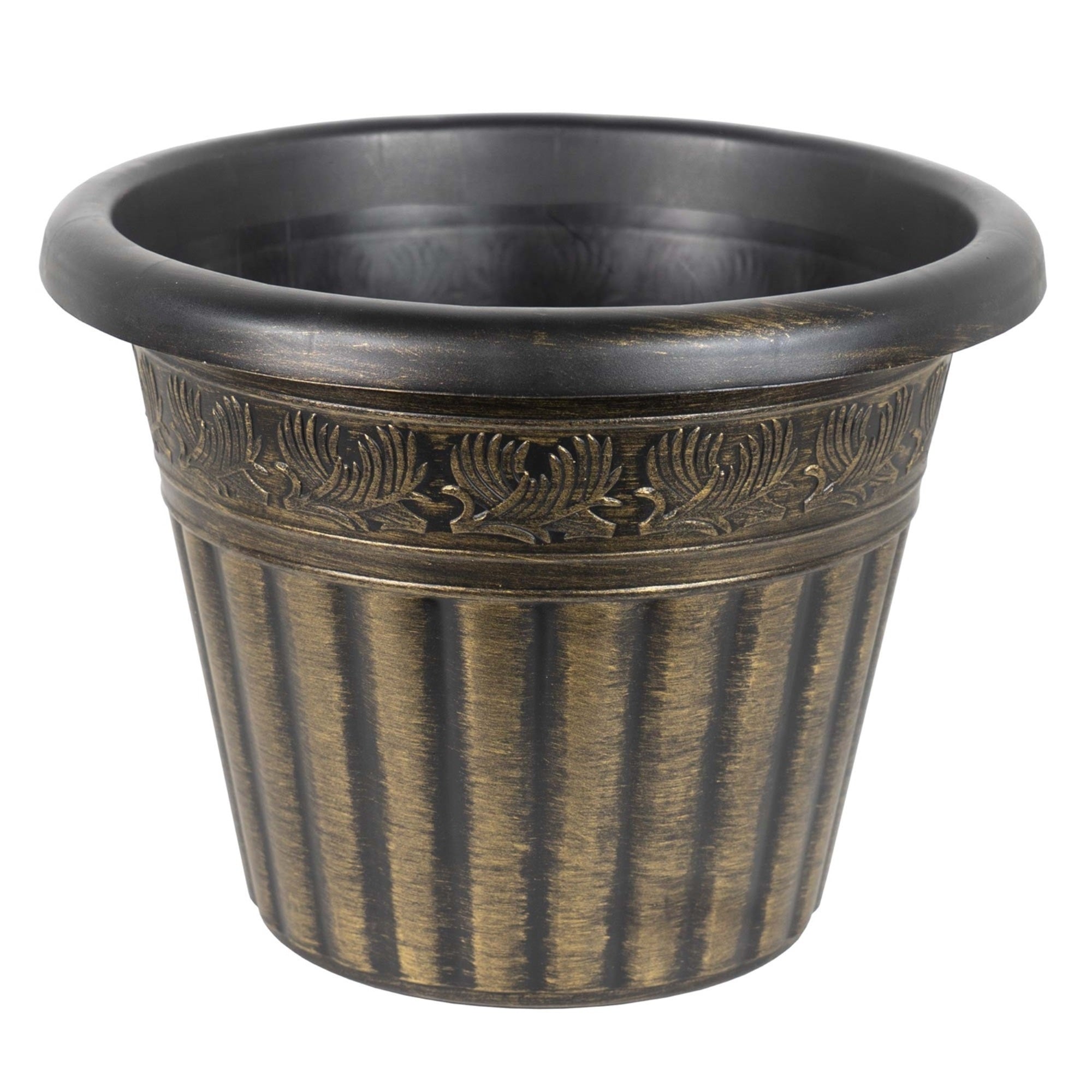 Garden Elements Outdoor Dragon Banded Plastic Planter, 13" Diameter