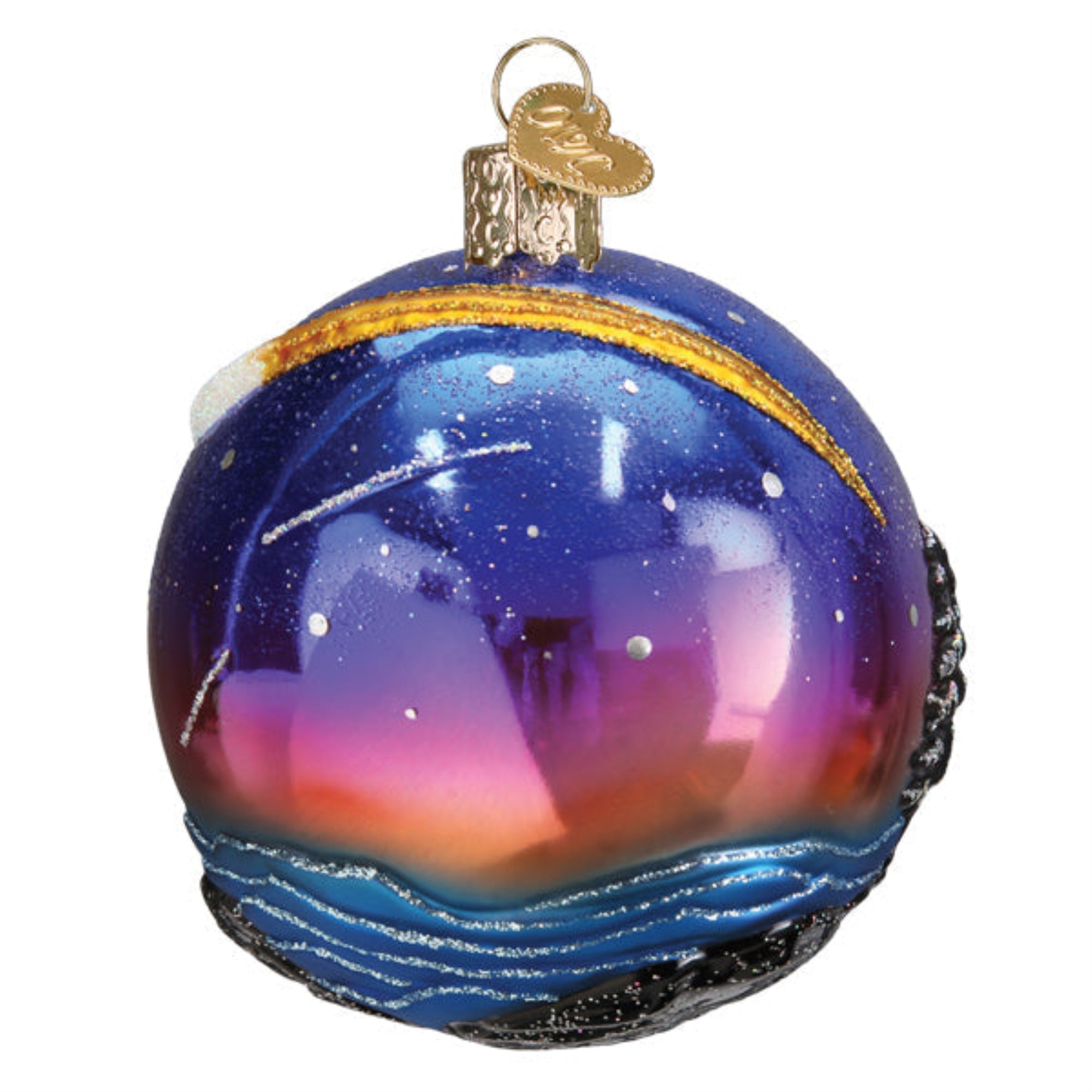 Old World Christmas Hanging Mouth-Blown Glass Ornament for Trees, Stargazed Round Ball, 3.5"