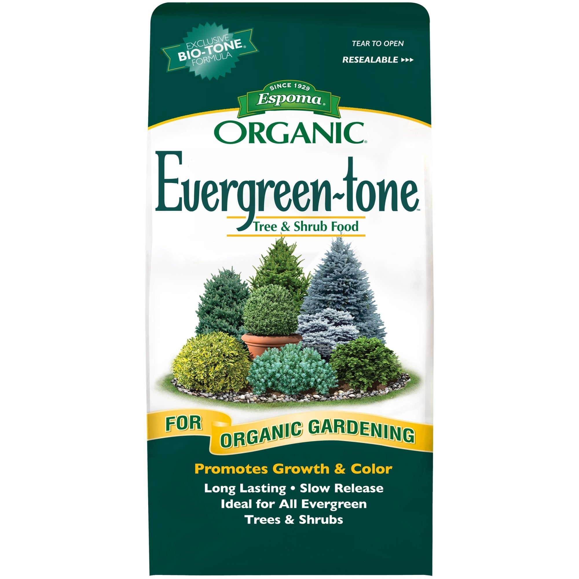 Espoma Organic Evergreen-tone 3-4-3 Tree & Shrub Food for Organic Gardening, Promotes Growth & Color
