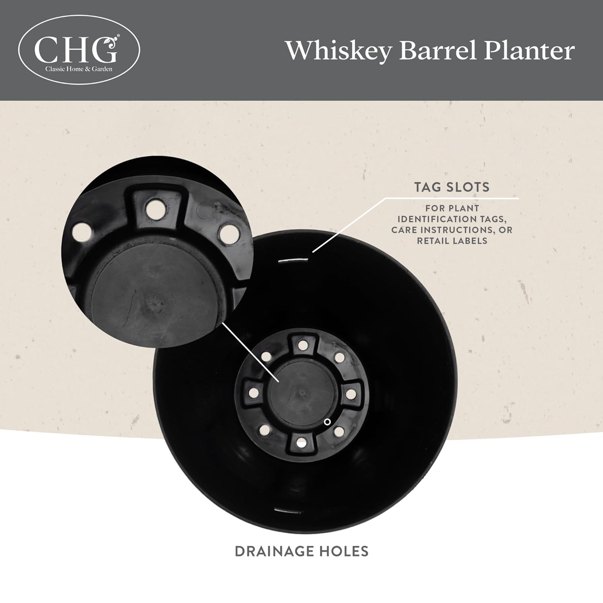 Classic Home and Garden Whiskey Resin Flower Pot Barrel Planter