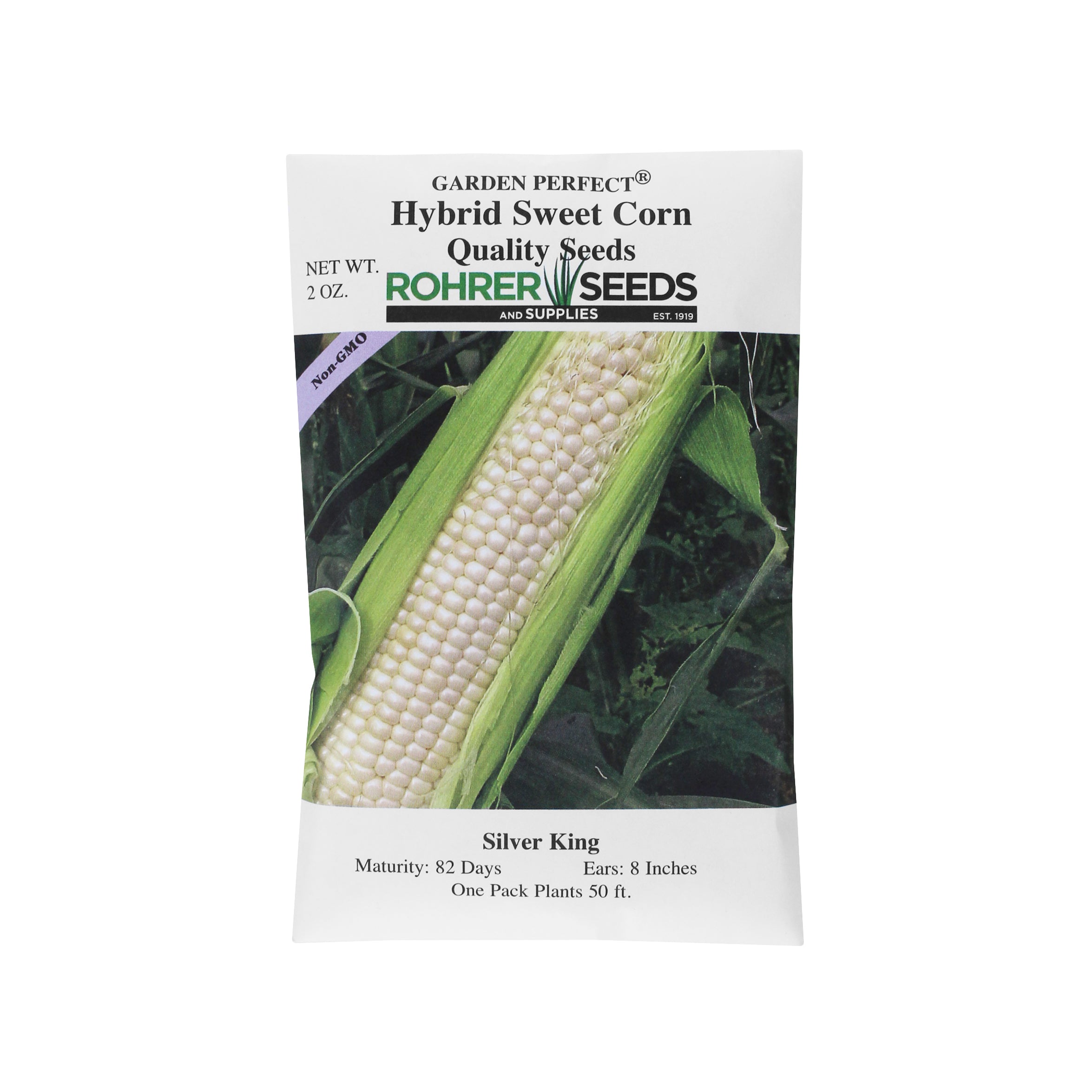 Rohrer Seeds Silver King Hybrid Sweet Corn, 2oz Packet, Plants 50ft