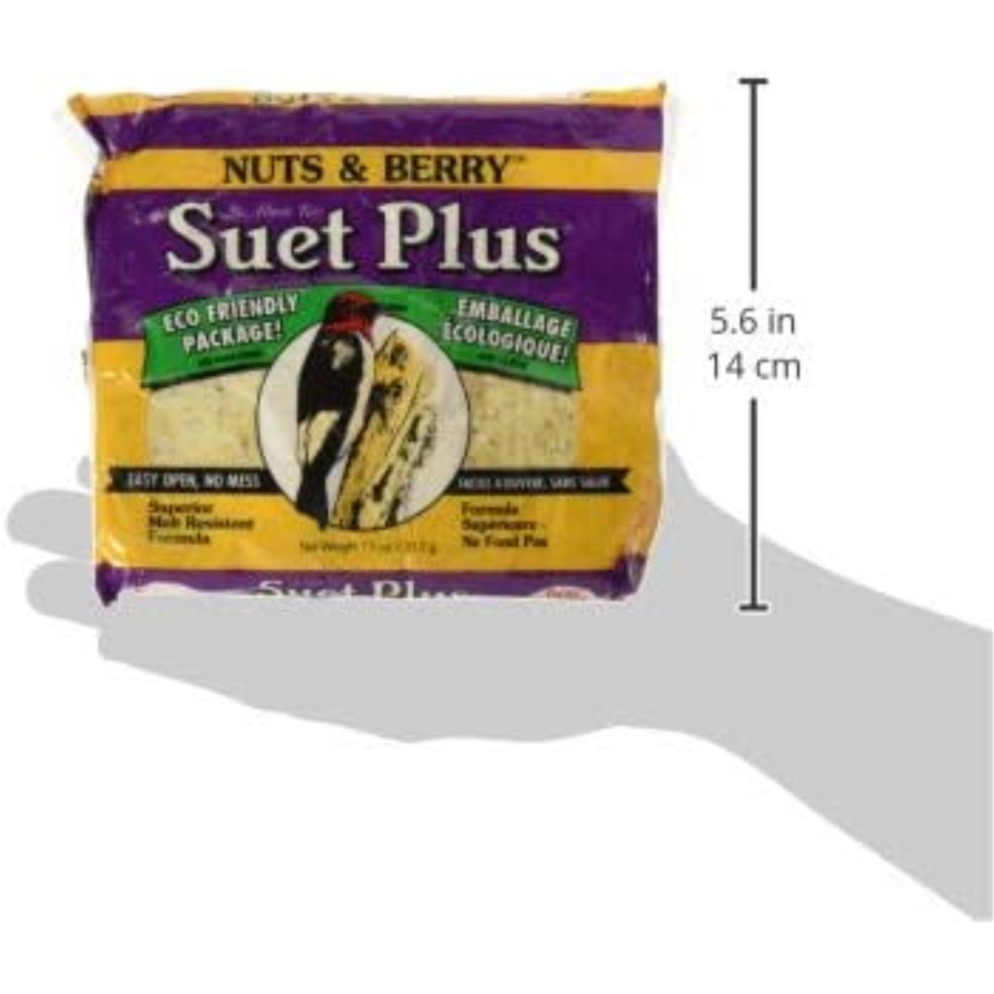 Wildlife Sciences Nuts & Berry Blend Suet Plus Bird Feed, Melt Resistant Formula, 11oz