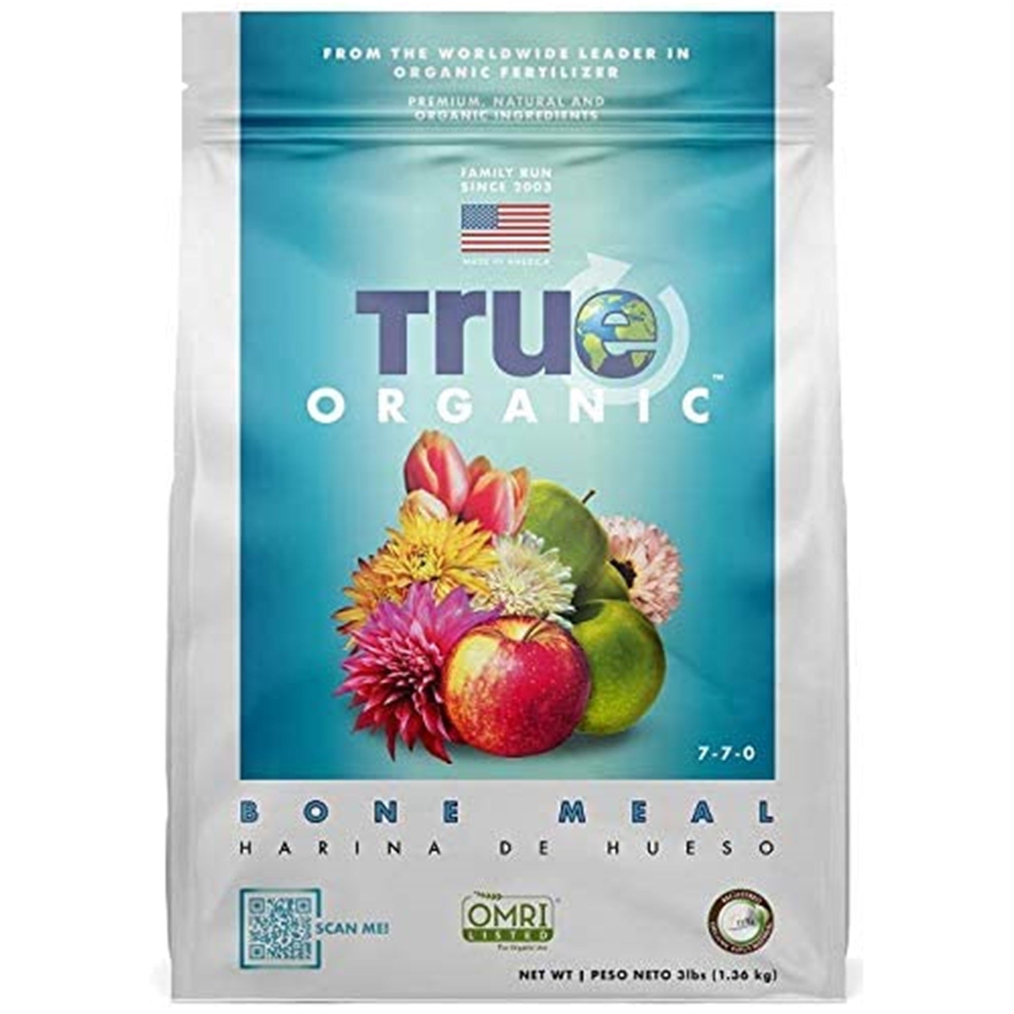 True Organic Plant Foods Bone Meal - CDFA, OMRI, for Organic Gardening, 3lbs