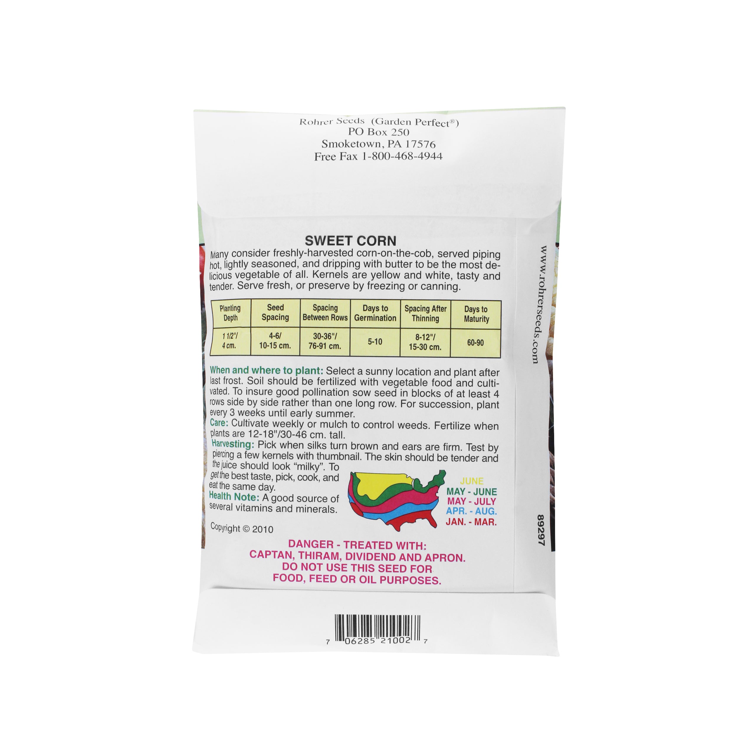 Rohrer Seeds Ambrosia Hybrid Sweet Corn Value Pack, 0.5lb Packet Plants 200ft Row
