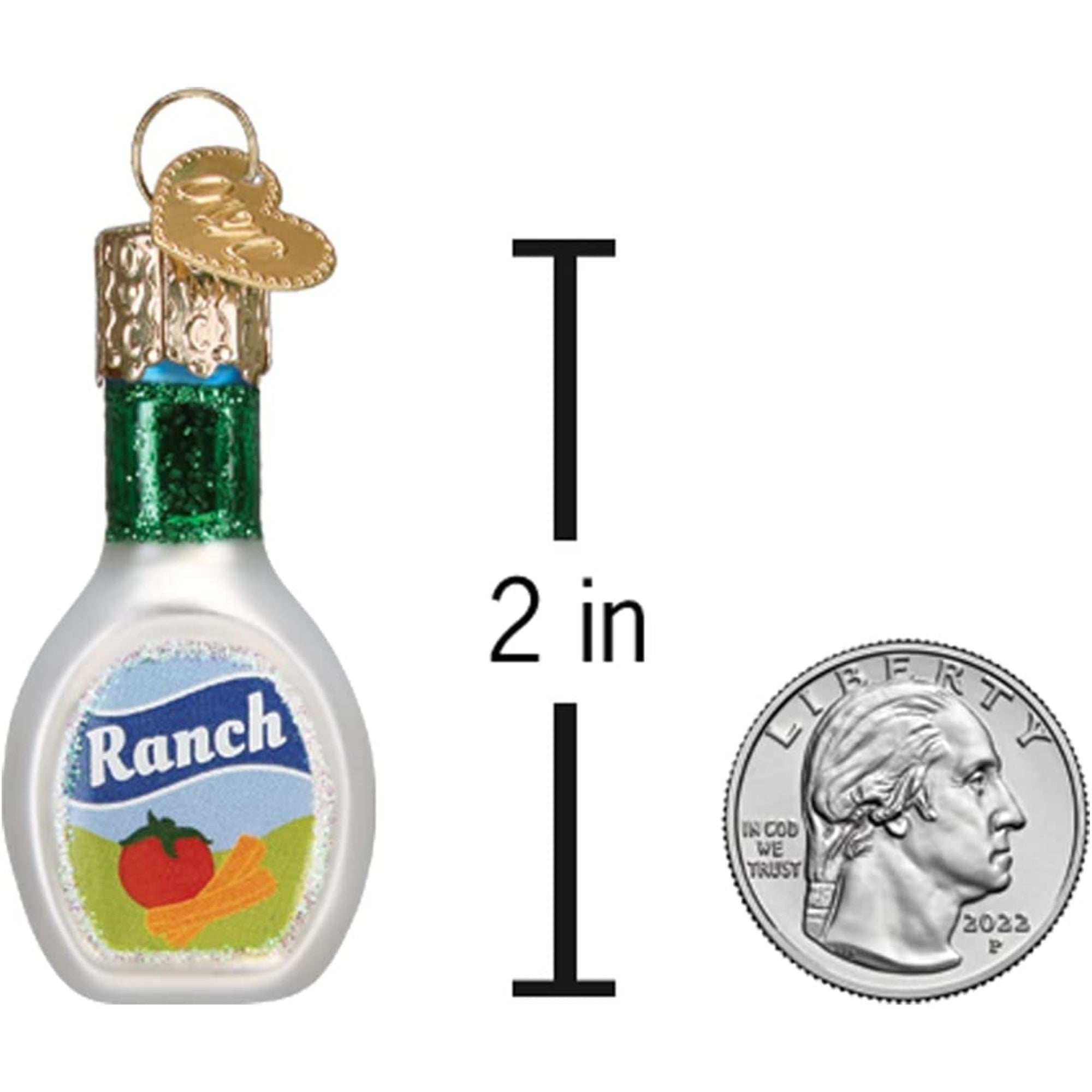 Old World Christmas Mini Blown Glass Ranch Dressing Ornament, 2"