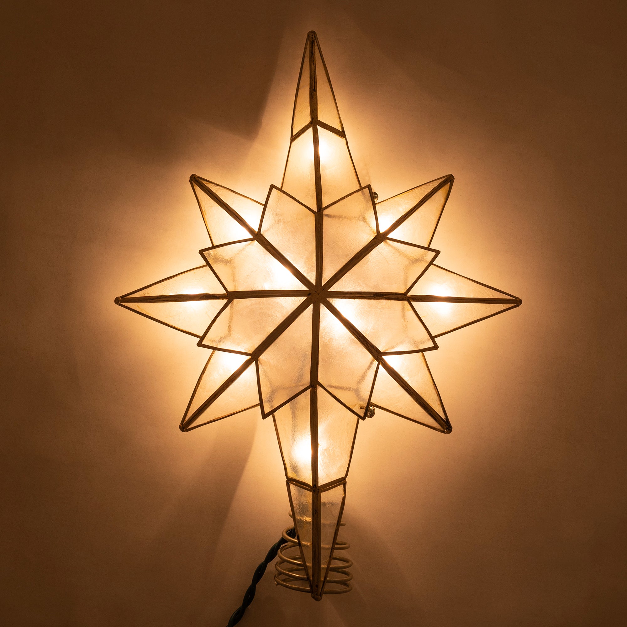 Kurt Adler 10-Light Capiz Treetop, Clear Star, 11"