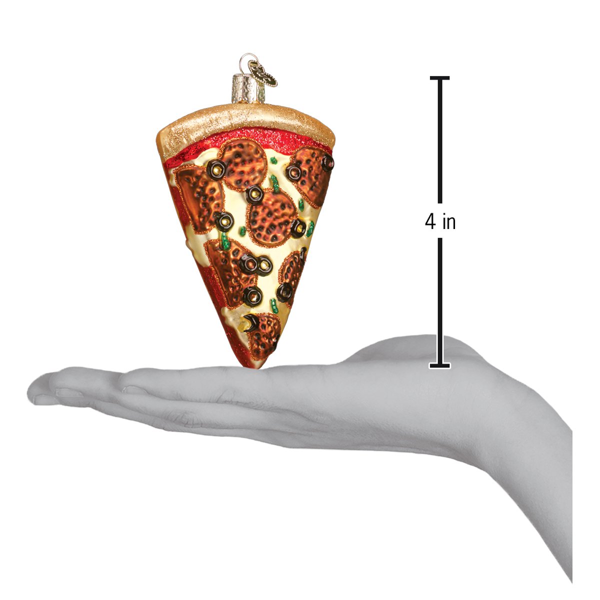 Old World Christmas Glass Blown Pizza Slice Ornament