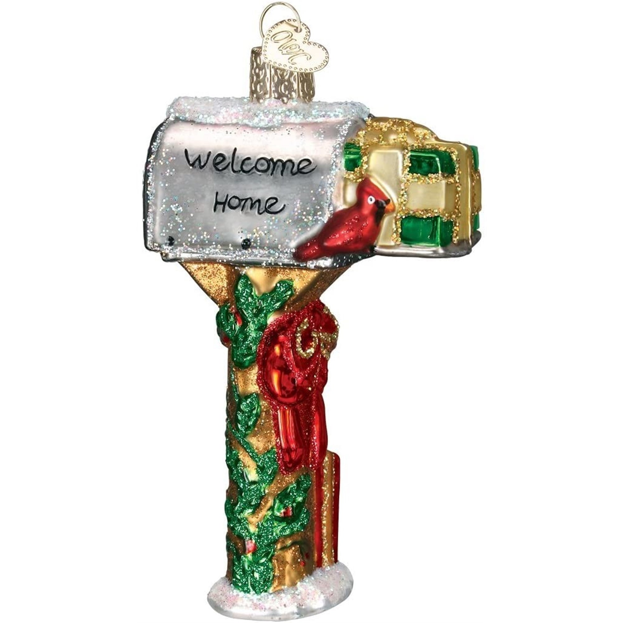 Old World Blown Glass Christmas Tree Ornament, Welcome Home Mailbox