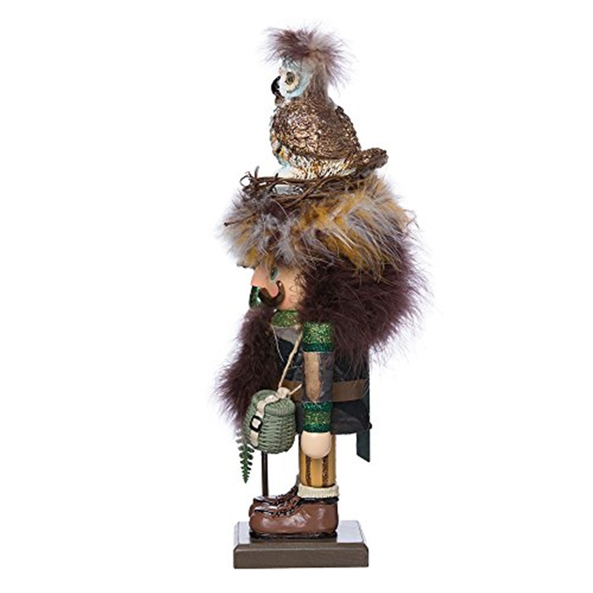 Kurt Adler Hollywood Nutcracker Woodsman with Owl Hat, 16"